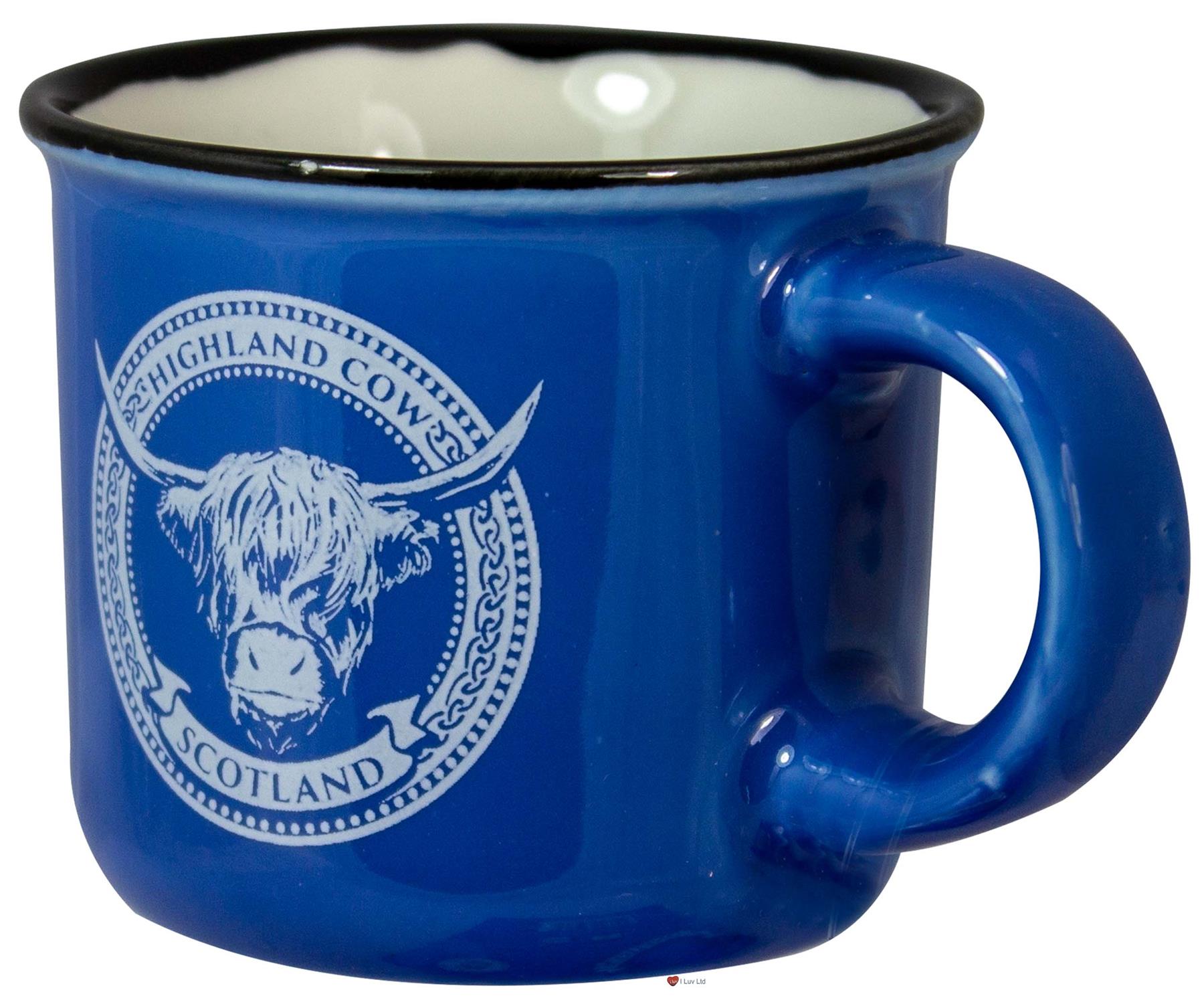 Juego de 2 tazas de café espresso de 3 oz con diseño de bandera de las Highlands Cow o Saltire - Imagen 3 de 11