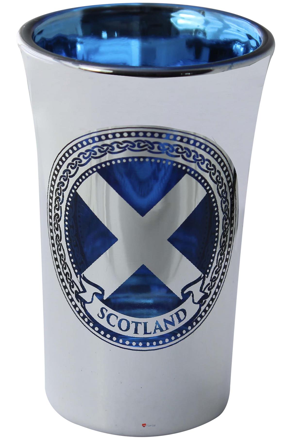 Set of 2 Slammer Glasses Electroplated 50ml Scottish Cow, Thistle, Flag, Nessie - Picture 10 of 18