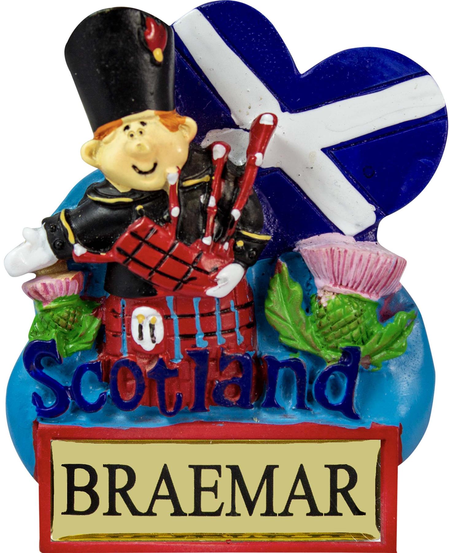 Harz Kühlschrankmagnet Piper mit schottischem Saltire Herz schottischer Ortsname - Bild 17 von 106