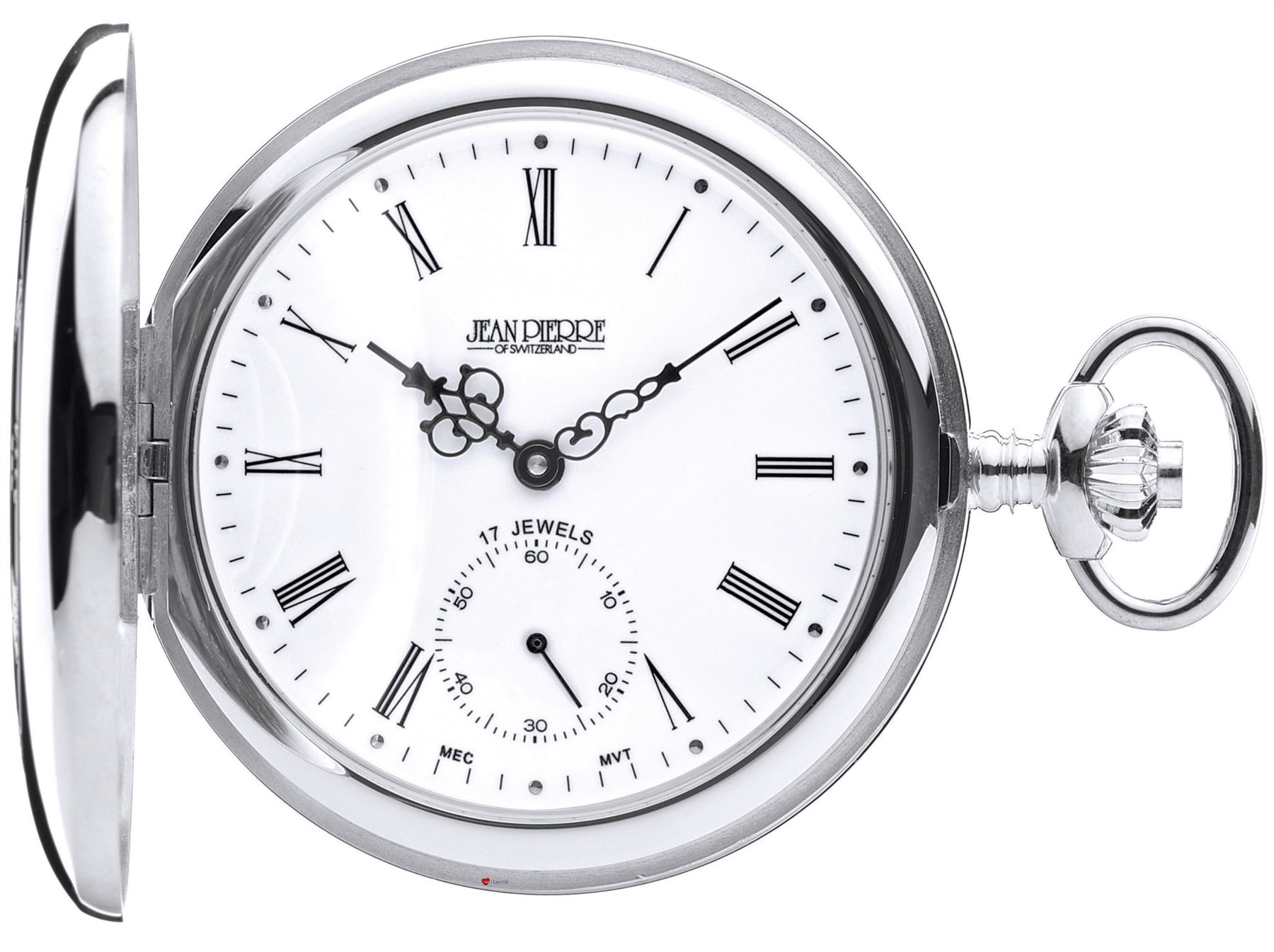 Sterling Silver Pocket Watch Polished Half Hunter 17 Jewel Movement