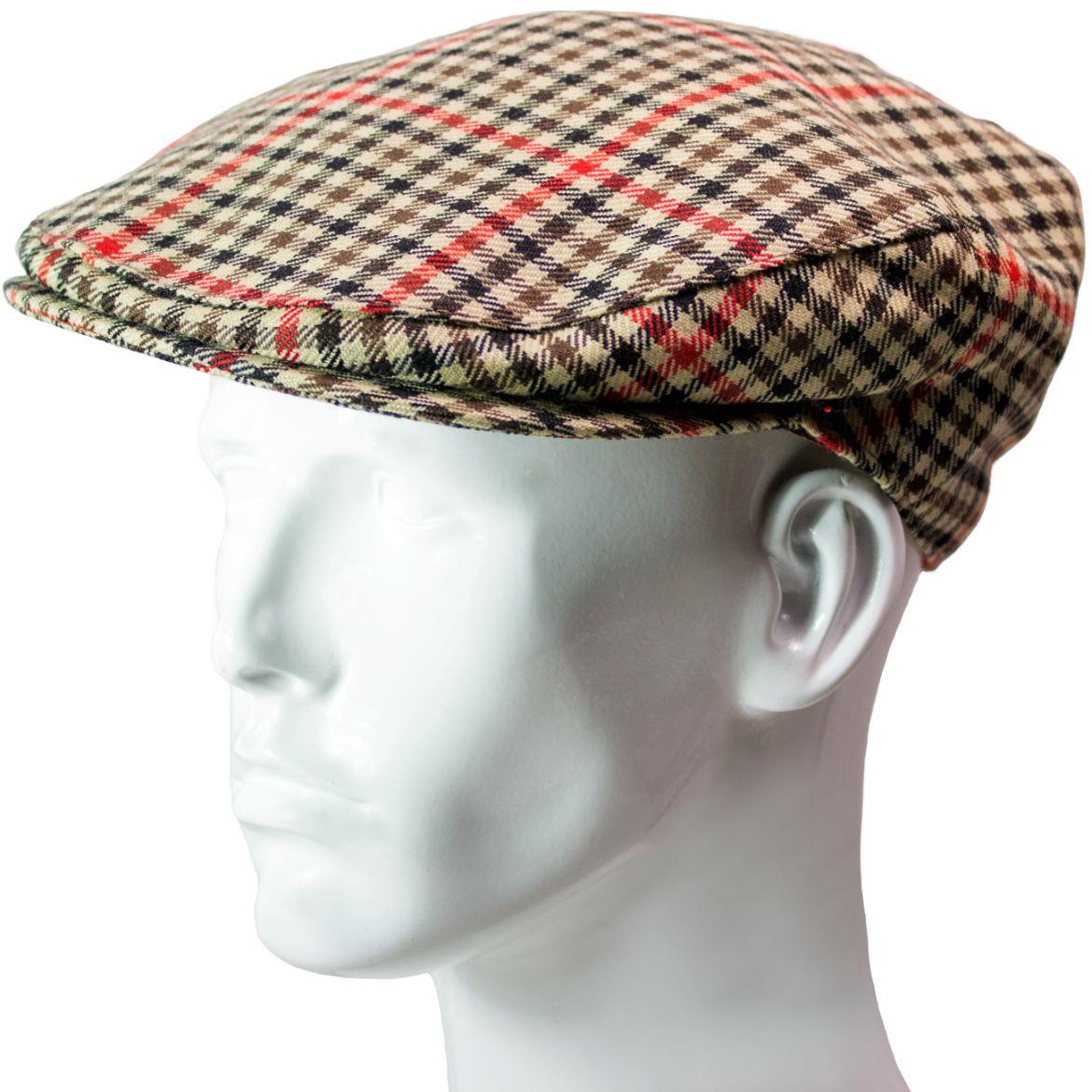 Flat Cap Mens Pure Wool Denholm Check Tartan Scottish Tweed Casual Golf