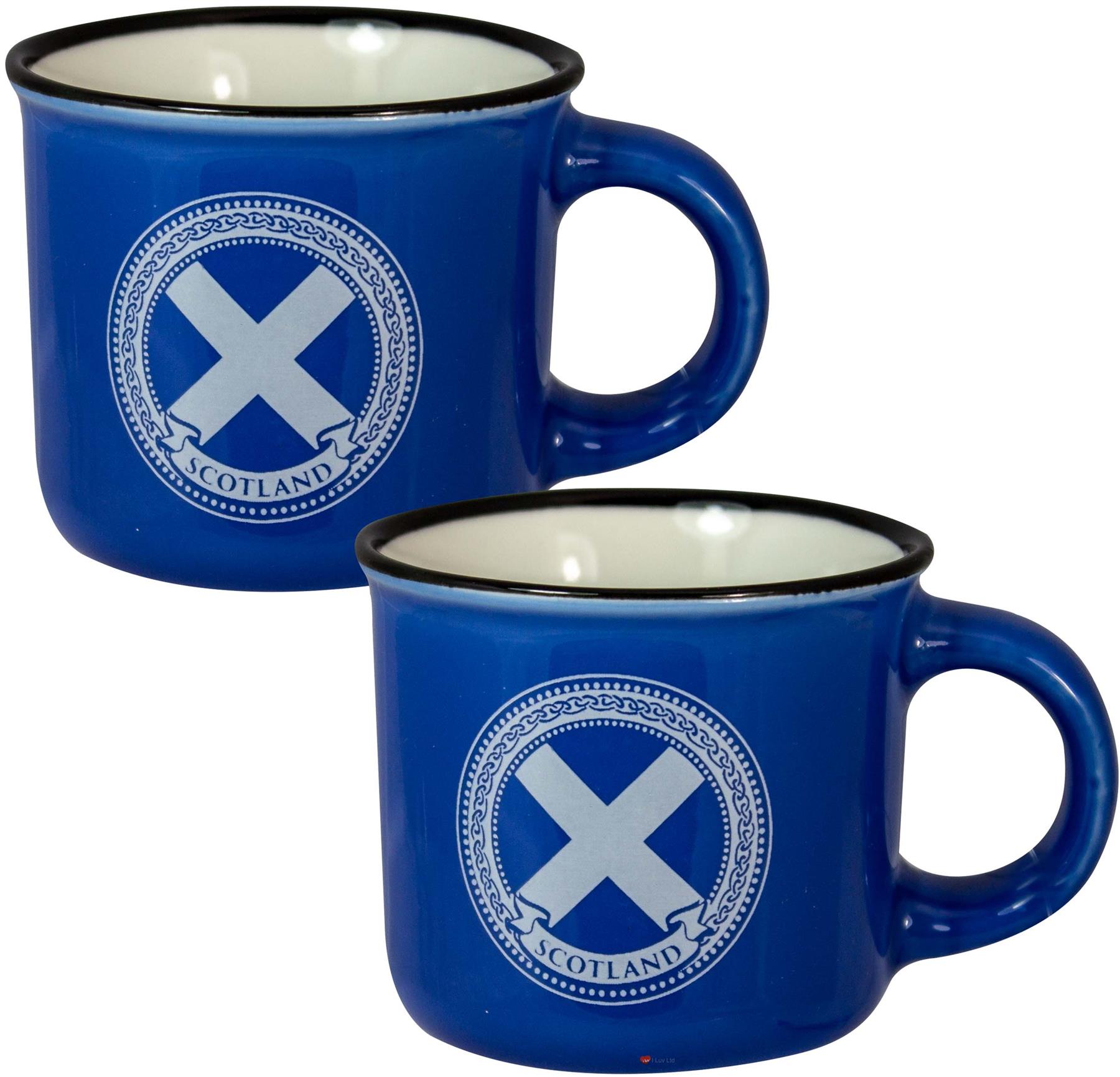 Juego de 2 tazas de café espresso de 3 oz con diseño de bandera de las Highlands Cow o Saltire - Imagen 7 de 11