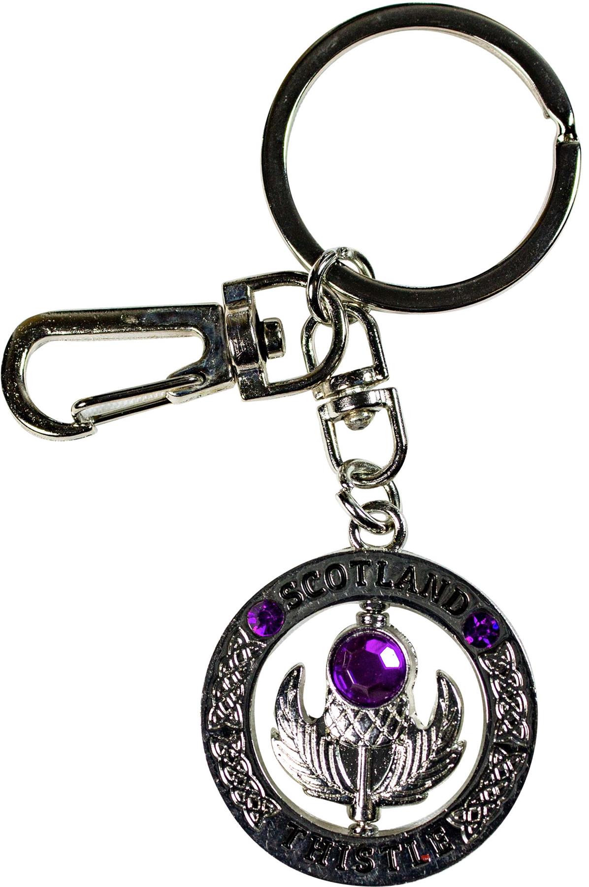 Rotating Keyring Scotland Souvenir with Crystal Thistle Saltire Map Designs - Picture 19 of 25