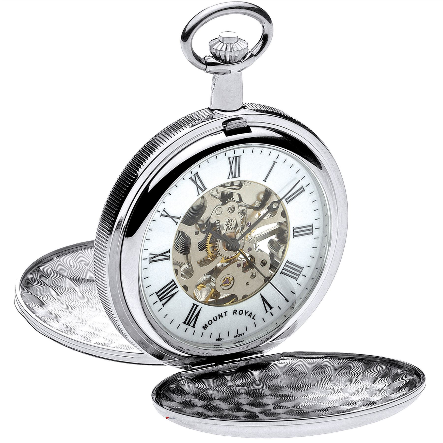 Skeleton Pocket Watch Chromed Full Double Hunter Polished 17 Jewel