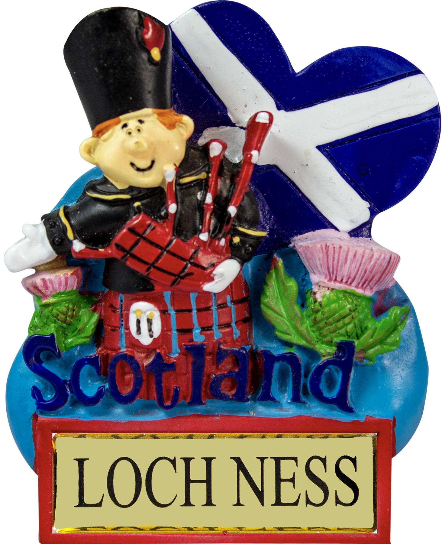 Harz Kühlschrankmagnet Piper mit schottischem Saltire Herz schottischer Ortsname - Bild 67 von 106