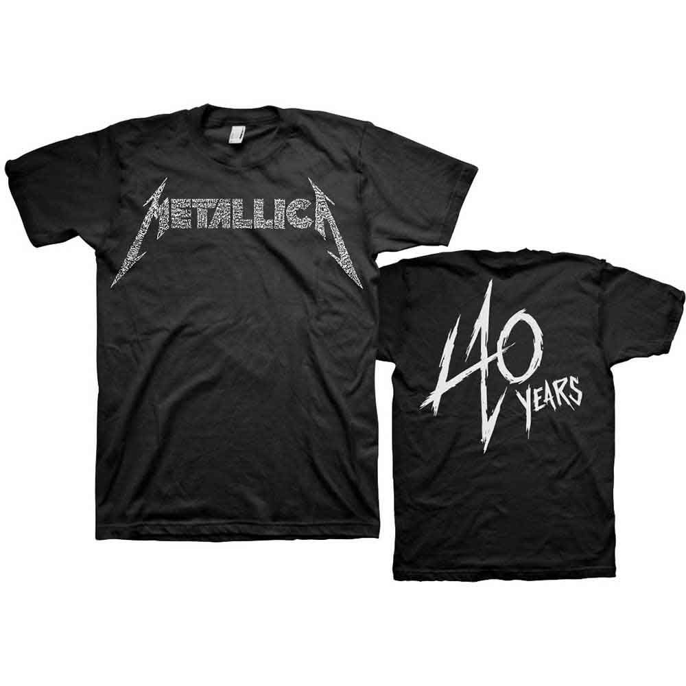 Metallica Unisex T-Shirt: 40th Anniversary Songs Logo (Black) (Back Print) - Picture 3 of 6