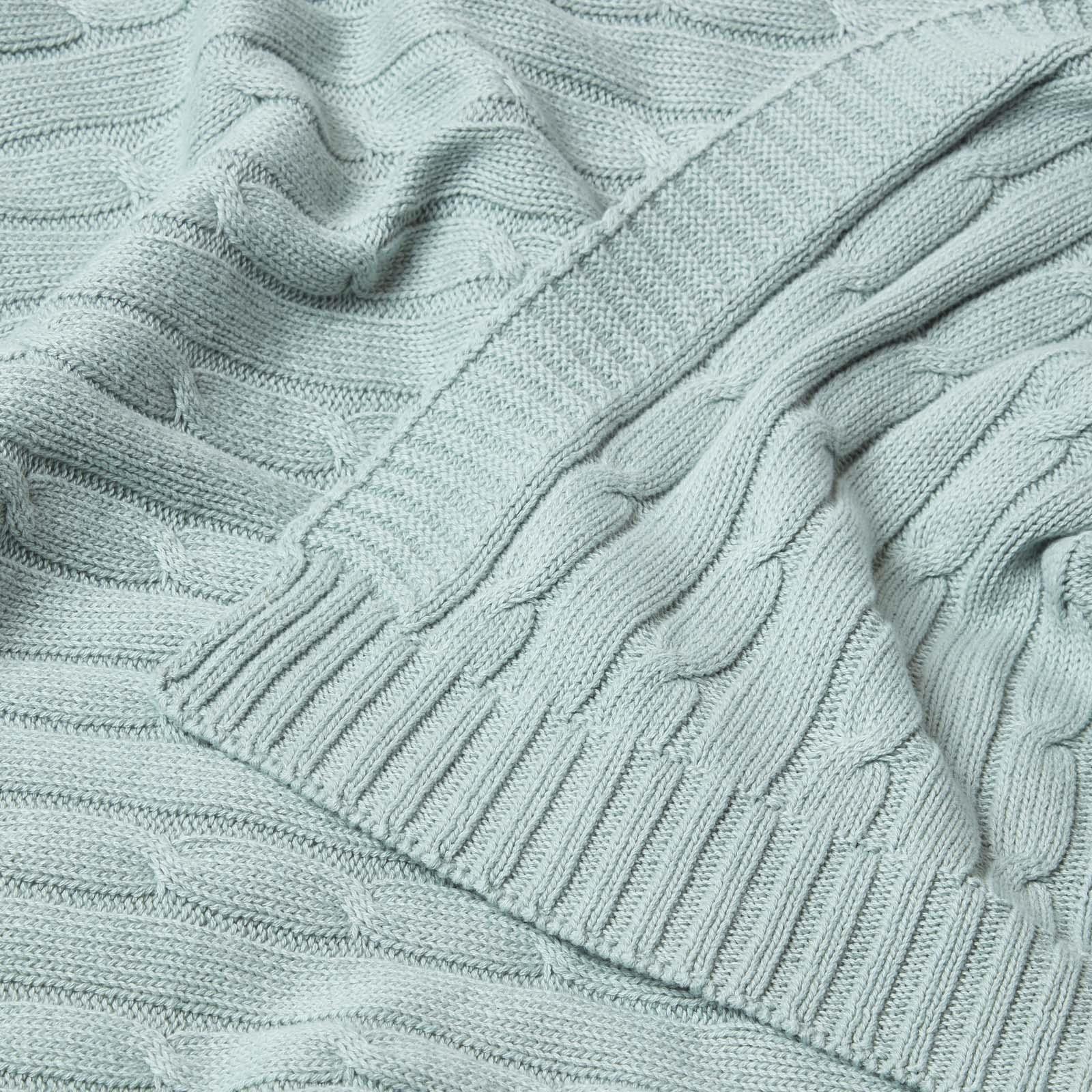Cotton Cable Knit Throw, Blue, Grey, Green, Pink, Natural, Chocolate - Picture 14 of 65