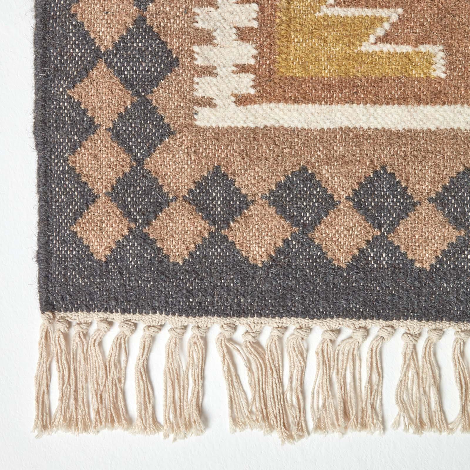 Handmade Cotton & Wool Kilim Rugs Runner Multi Coloured Geometric Diamond Carpet - Picture 41 of 64