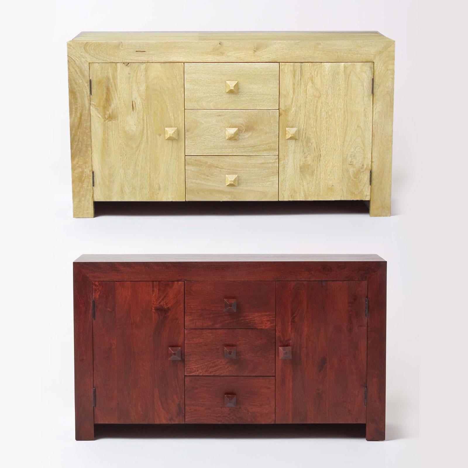 Dakota Large Sideboard With 3 Drawers 2 Cabinets Solid Mango Wood Furniture Ebay