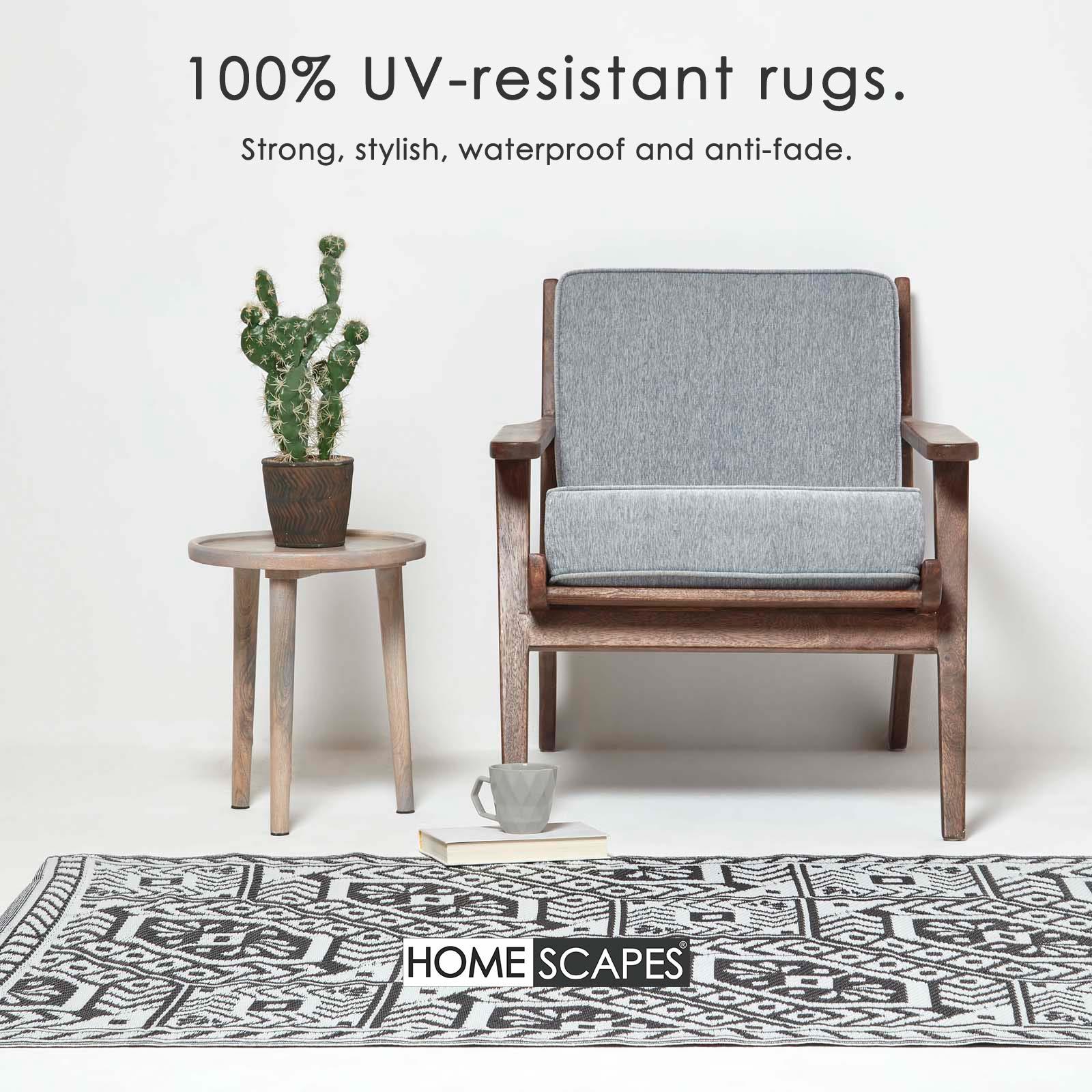 Reversible Indoor/Outdoor Garden Rugs in Motif Mosaic Leaf & Geometric Pattern - Picture 63 of 67