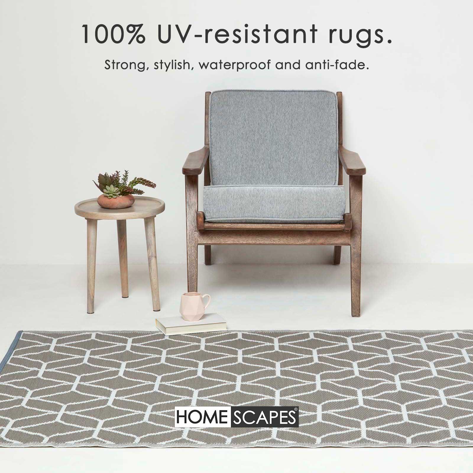 Reversible Indoor/Outdoor Garden Rugs in Motif Mosaic Leaf & Geometric Pattern - Picture 33 of 67