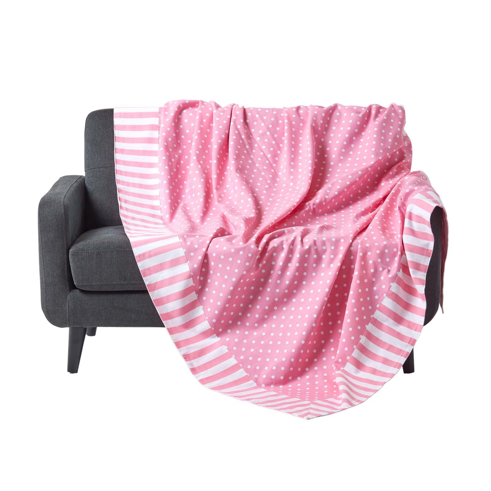 Cotton Pink Heart Decorative Sofa Throw, Red Polka Dots, Blue Stars and Stripes - Picture 16 of 55