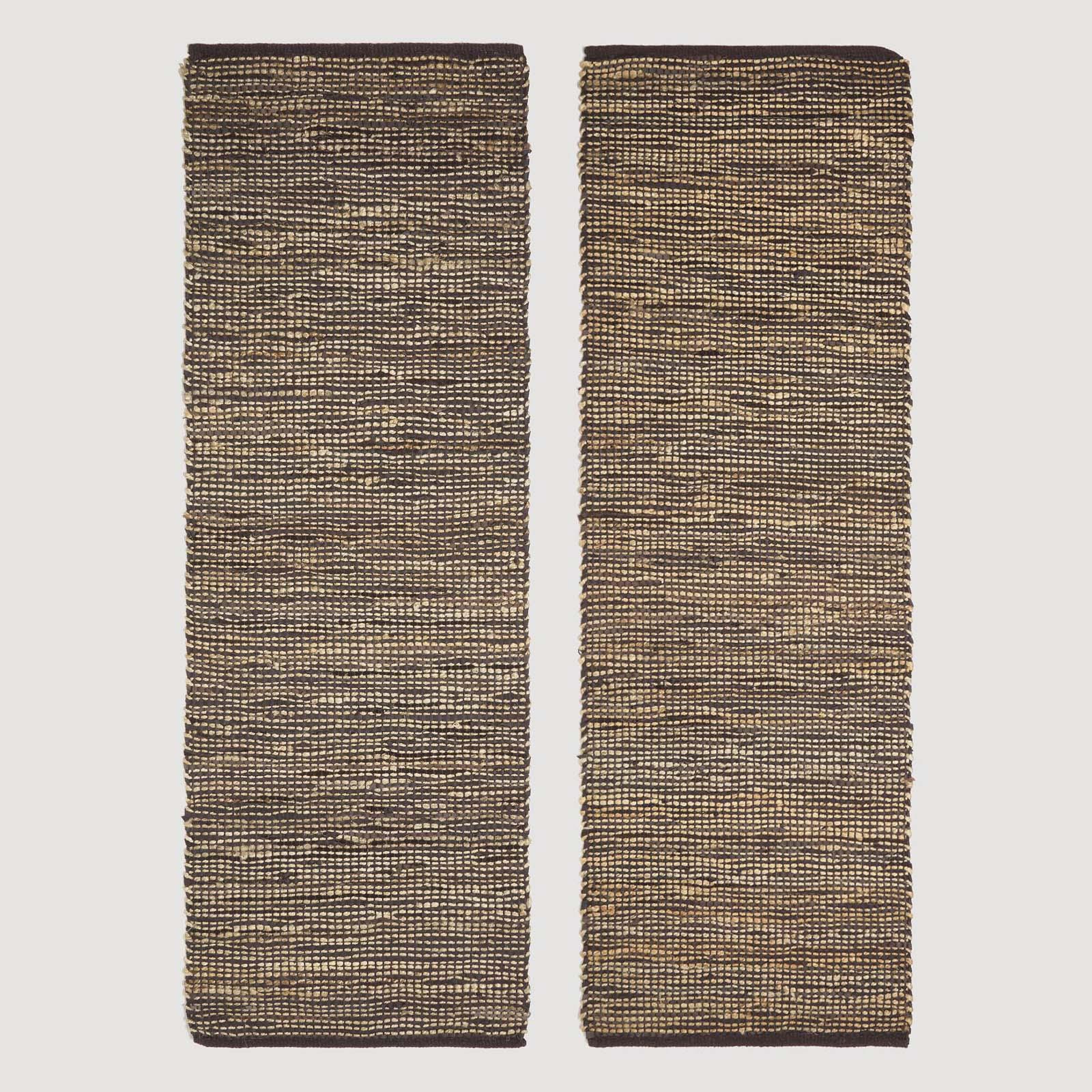Madras Leather Hemp Rugs for Living Rooms, Brown, Natural - Picture 9 of 20