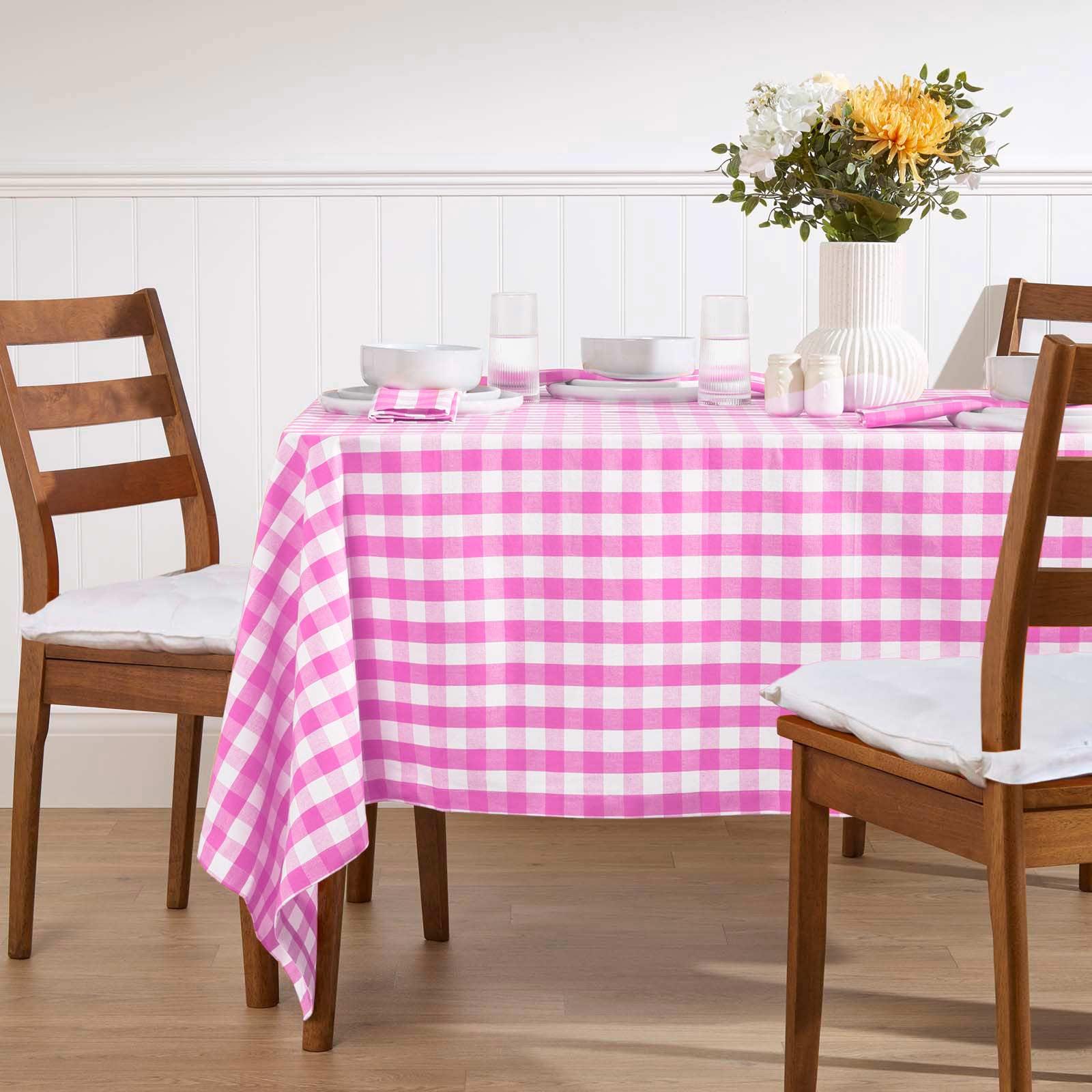 Block Check Tablecloth 100% Cotton Matching With Placemats, Napkins and Seat Pad - Picture 20 of 25