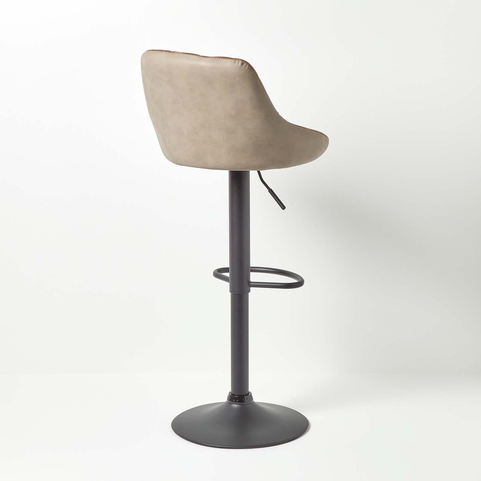 Velvet & Faux Leather Bar Stool Swivel Chair Adjustable Barstool with Backrest - Picture 13 of 22