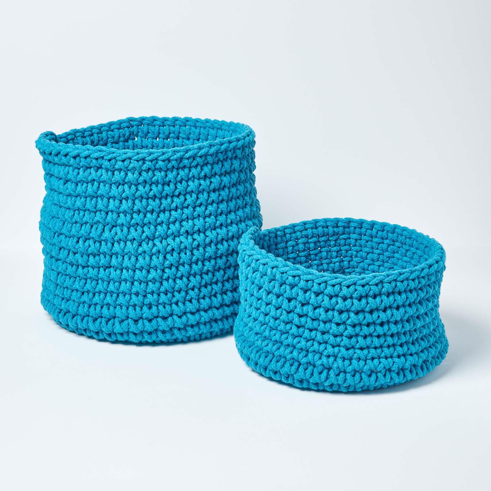 100% Cotton Round Knitted Storage Basket Books & Cloths Storage Handmade Basket - Picture 128 of 135