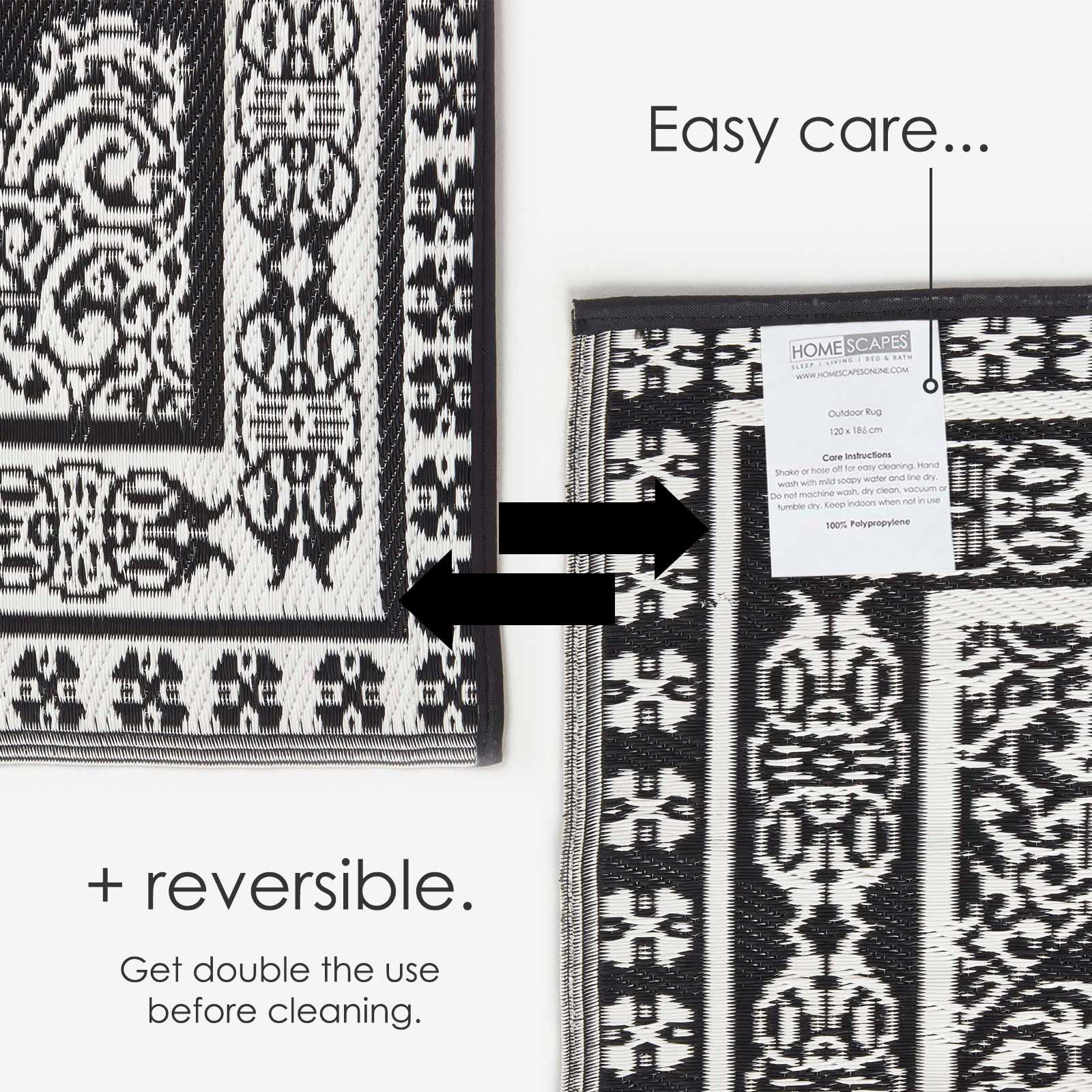 Reversible Indoor/Outdoor Garden Rugs in Motif Mosaic Leaf & Geometric Pattern - Picture 60 of 67