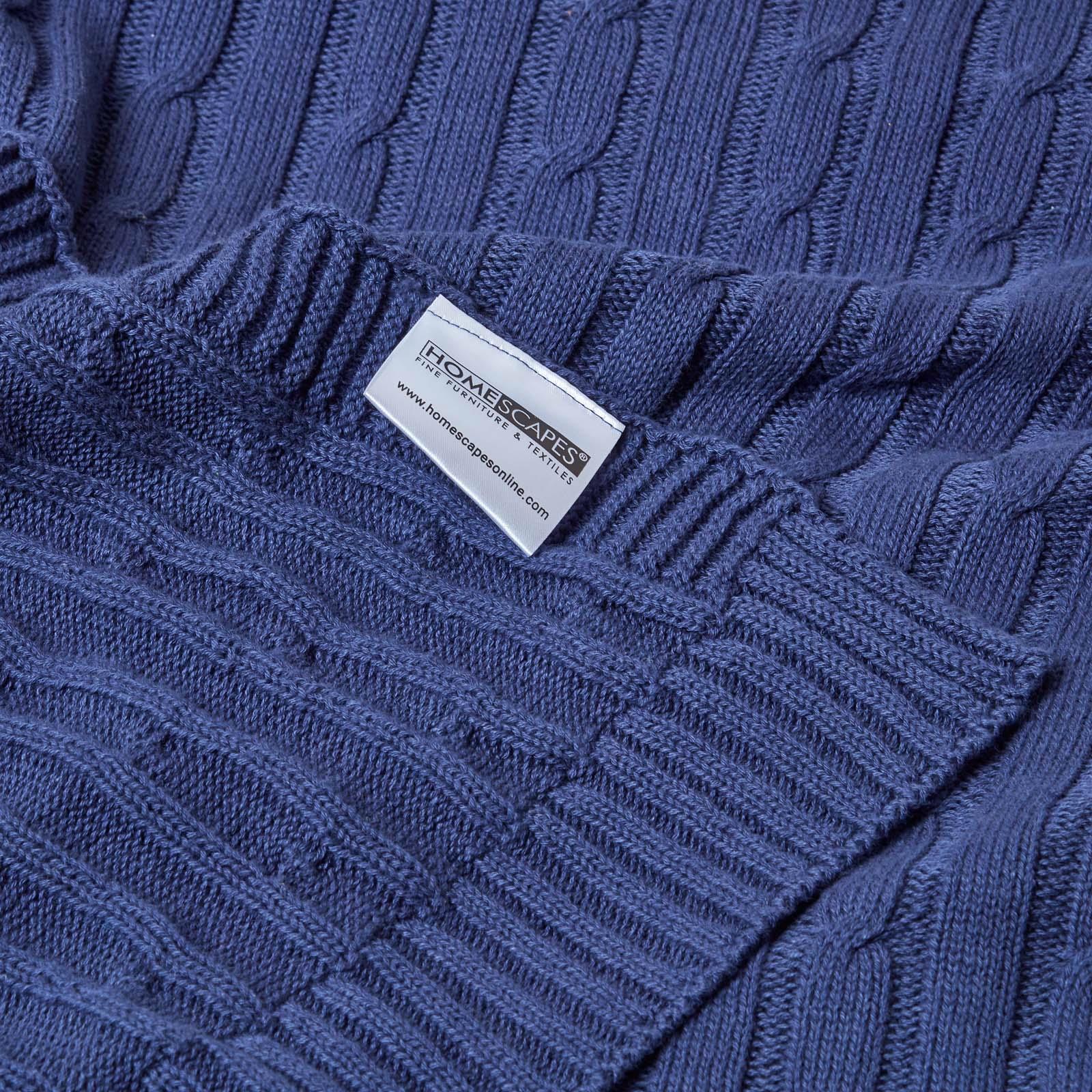 Cotton Cable Knit Throw, Blue, Grey, Green, Pink, Natural, Chocolate - Picture 49 of 65