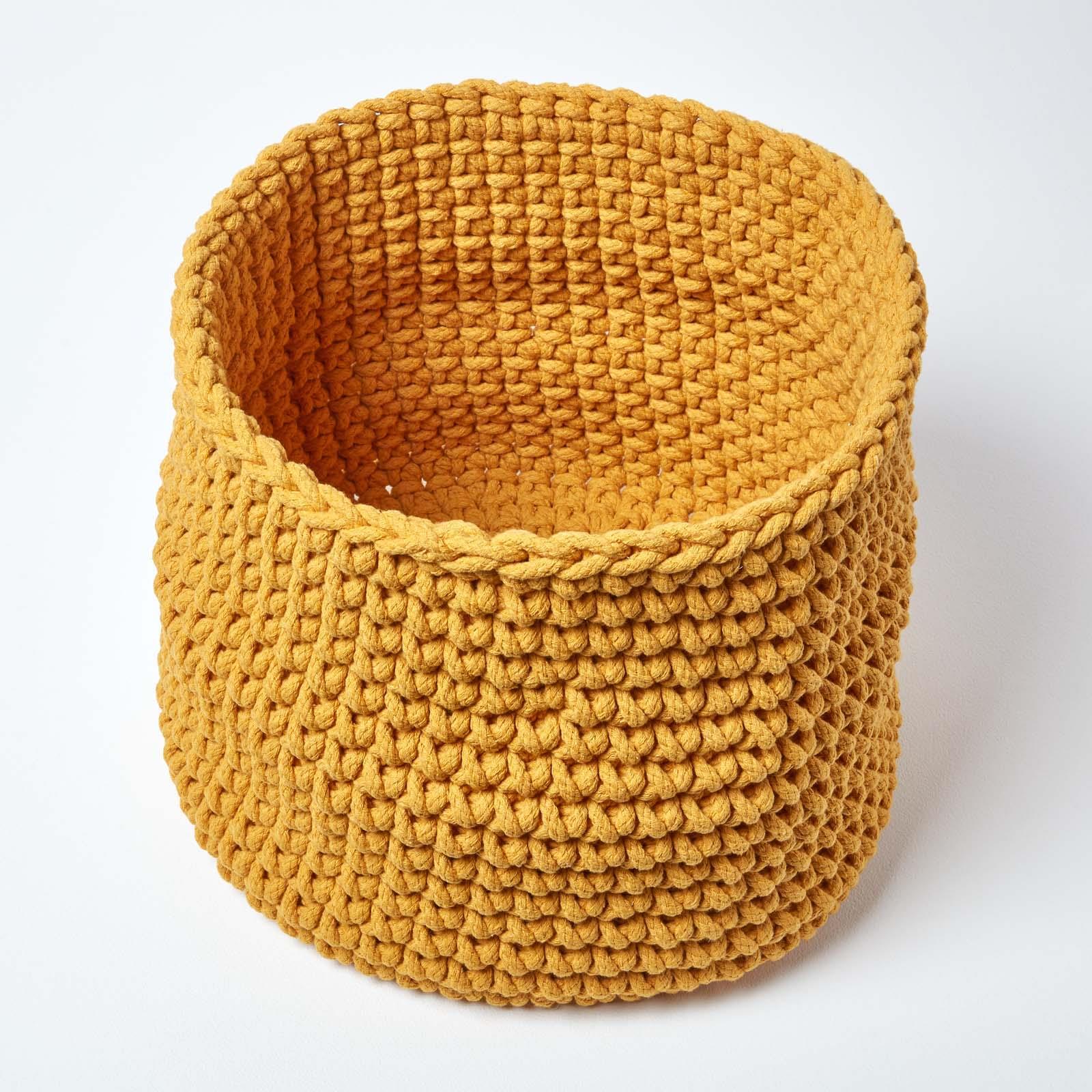 100% Cotton Round Knitted Storage Basket Books & Cloths Storage Handmade Basket - Picture 69 of 135