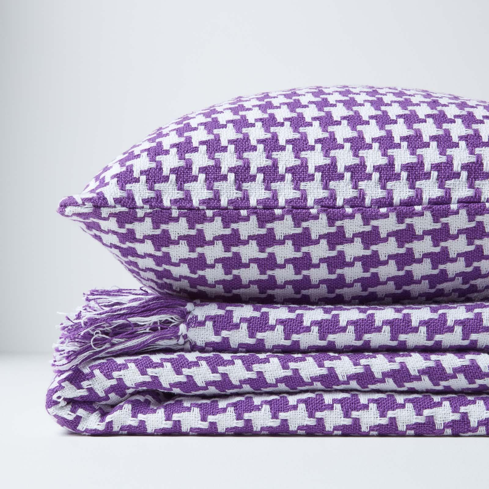 Houndstooth Cotton Check Extra Large Sofa Bed Throws Blanket Dogtooth Bedspreads - Picture 23 of 25