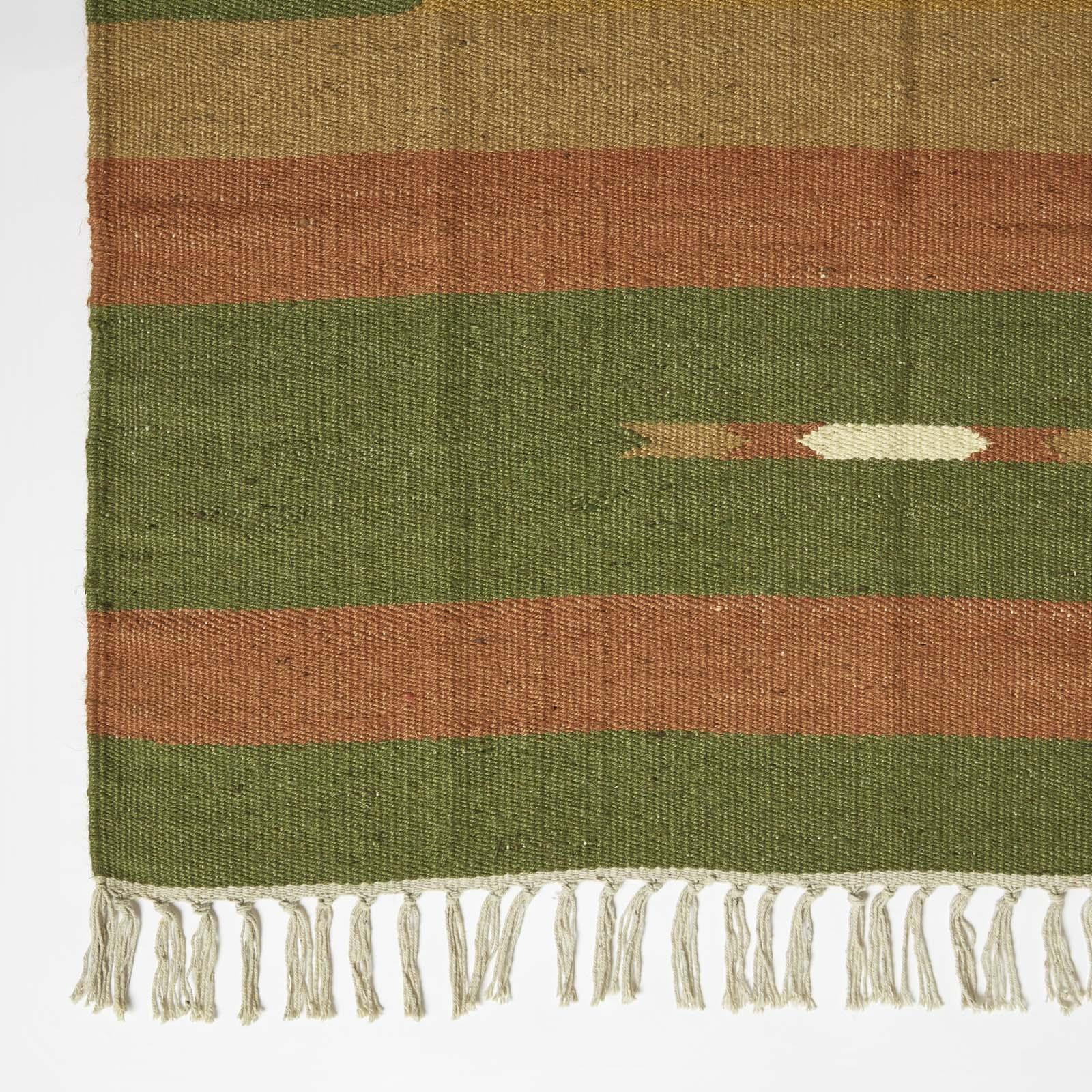 Handwoven Kilim Rug Runner Cotton & Jute in Traditional Pattern with Tassels - Picture 13 of 15