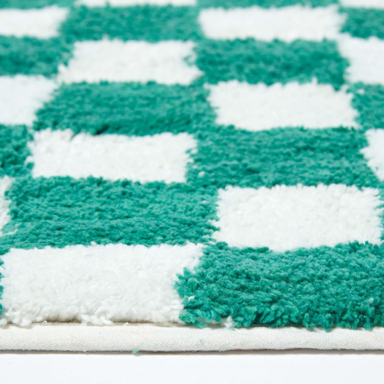 Cotton Chequered Pattern Bath Mat with Bright Checks & Non Slip Latex Backing eBay