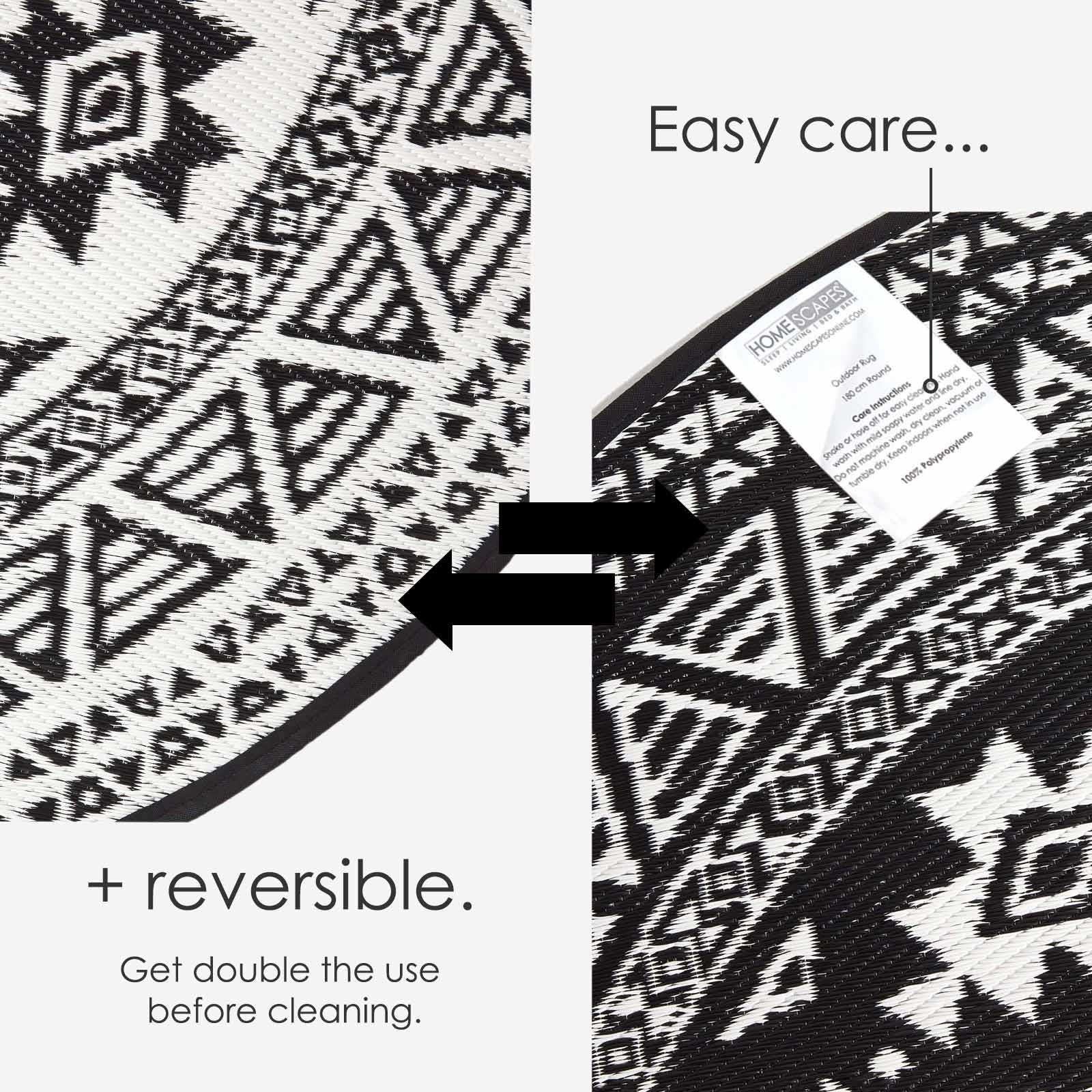 Reversible Indoor/Outdoor Garden Rugs in Motif Mosaic Leaf & Geometric Pattern - Picture 6 of 67