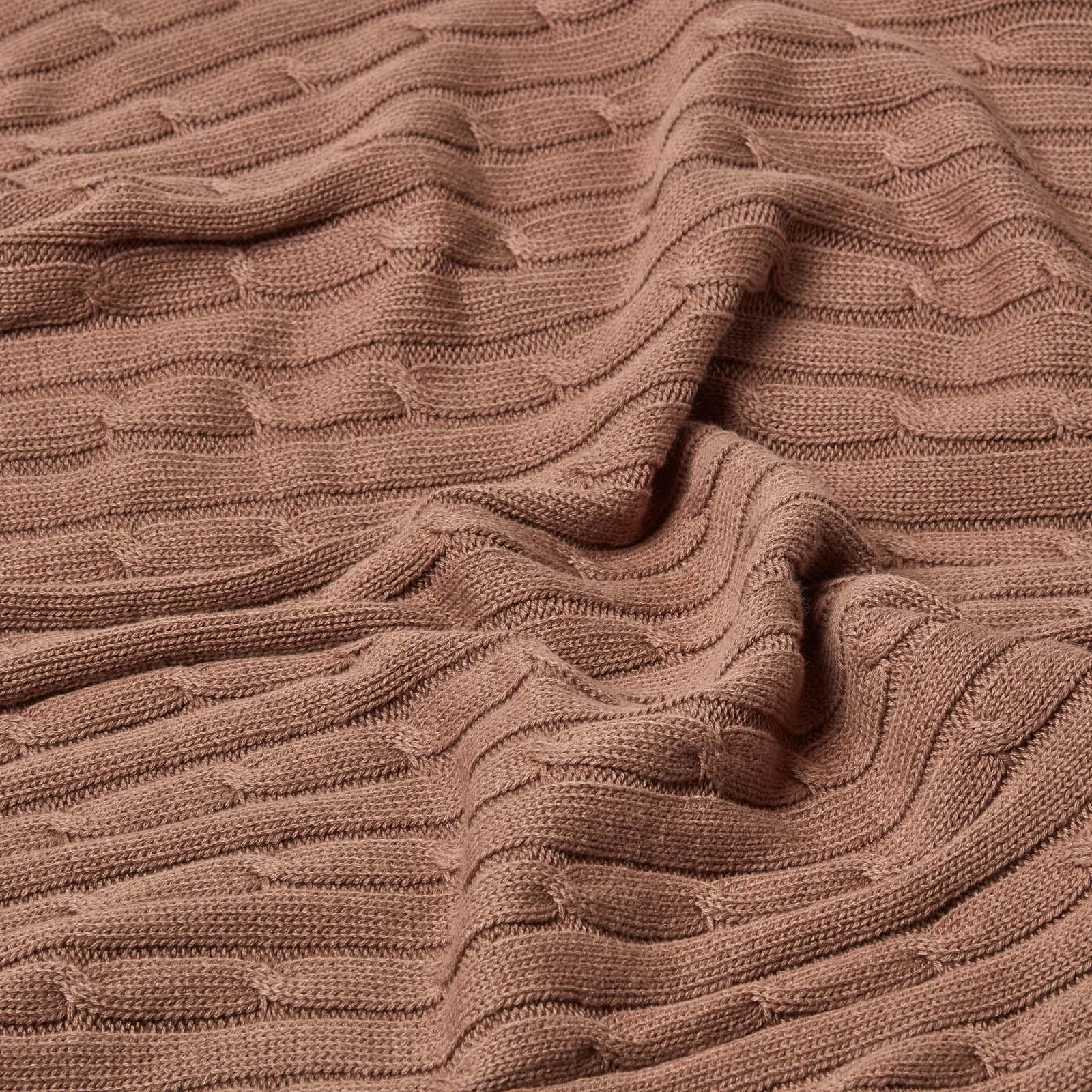 Cotton Cable Knit Throw, Blue, Grey, Green, Pink, Natural, Chocolate - Picture 5 of 65