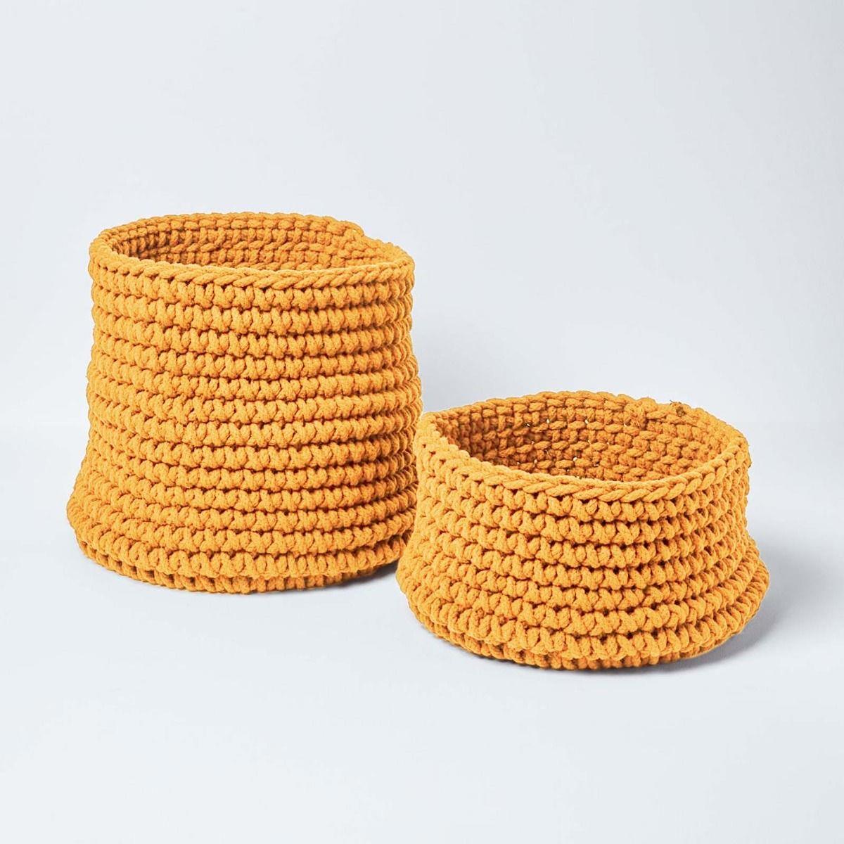 100% Cotton Round Knitted Storage Basket Books & Cloths Storage Handmade Basket - Picture 72 of 135