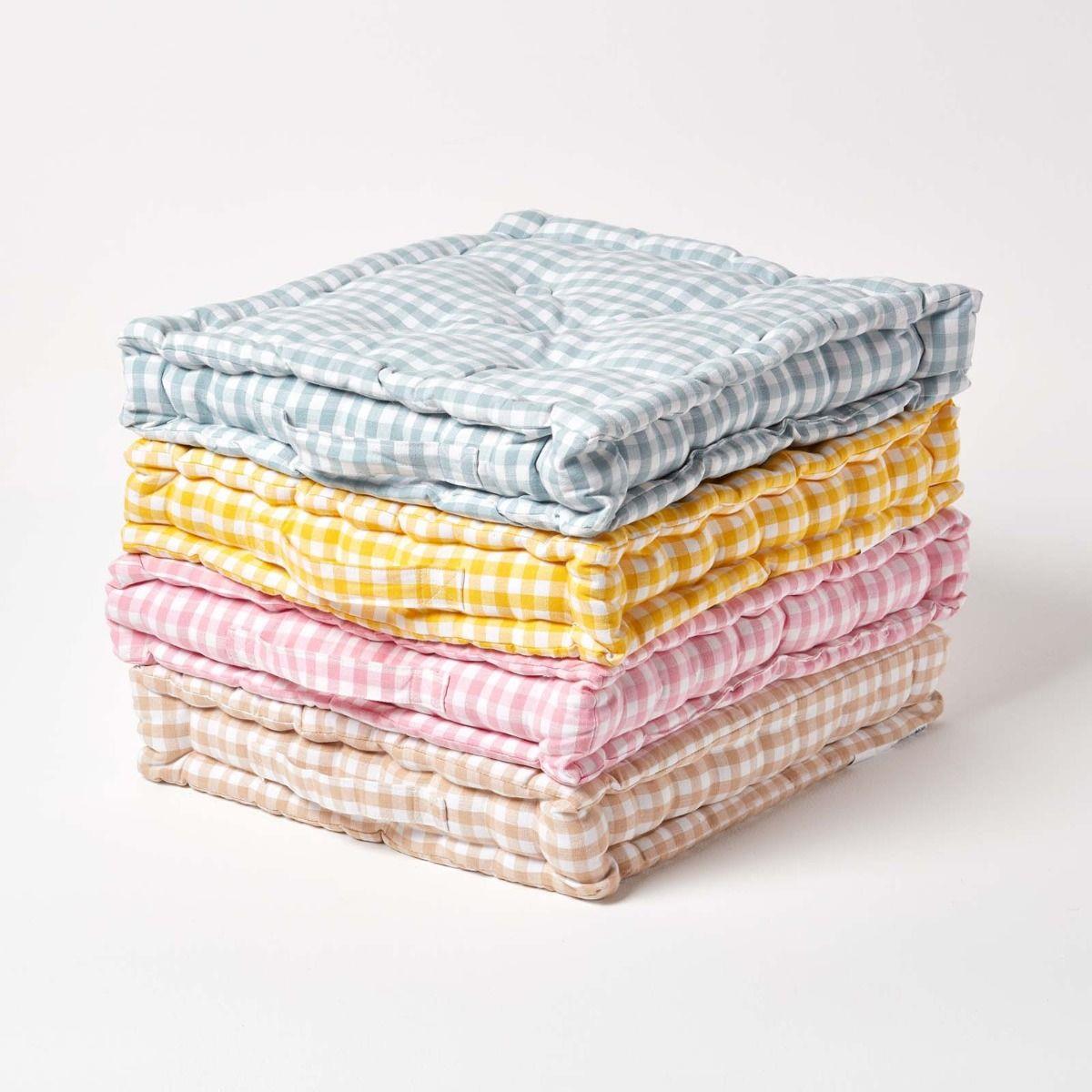 Gingham Check Large Floor Cushions Outdoor Garden Dining Booster Seat Pads - Picture 25 of 25