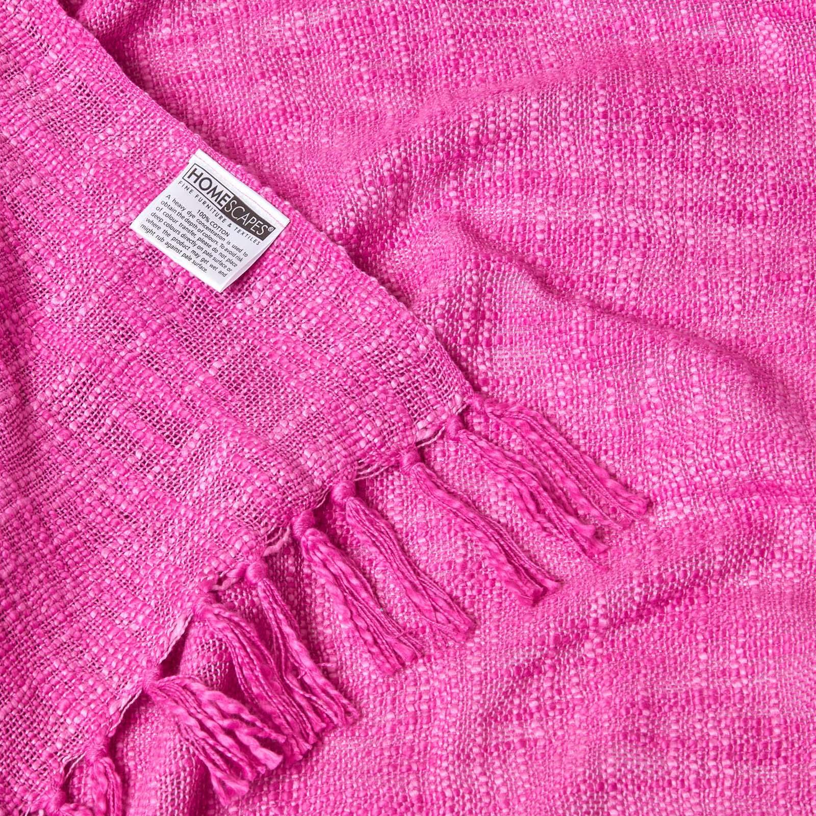 Homescapes Hand woven 100% Pure Cotton Throws for Bed or Sofa Yellow Grey Purple - Picture 38 of 54