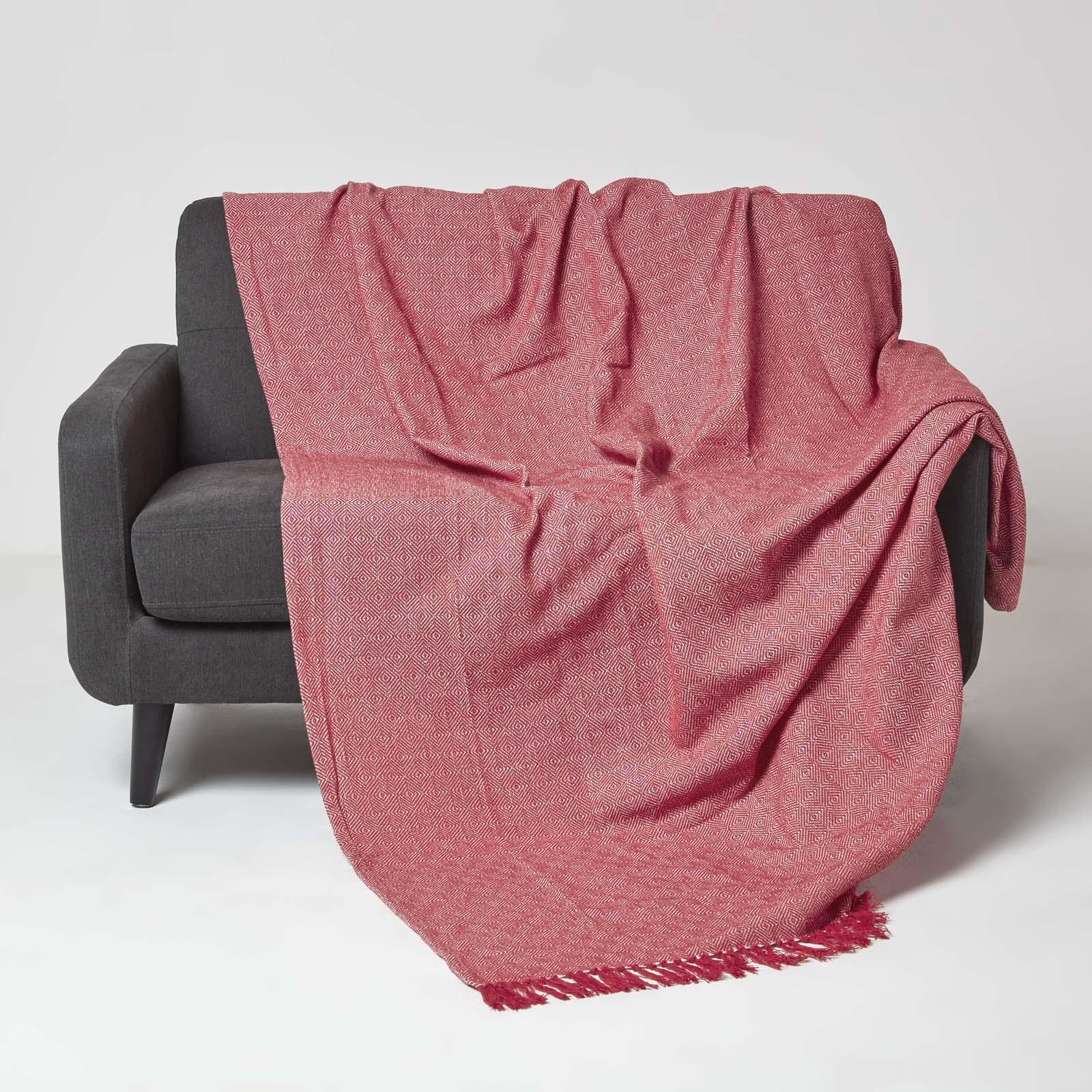 100% Cotton Lightweight Handwoven Textured "MALDA" Throw Blanket with Tassels - Picture 12 of 16