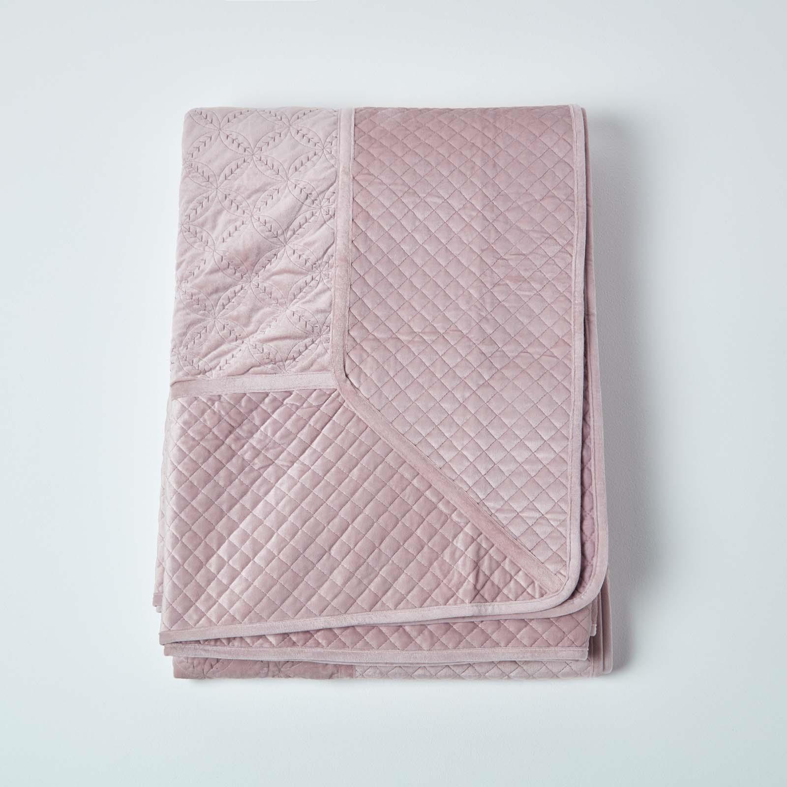 Quilted Velvet Bedspread Geometric Bed Throw Super Soft Coverlet Quilt Blanket - Picture 15 of 35