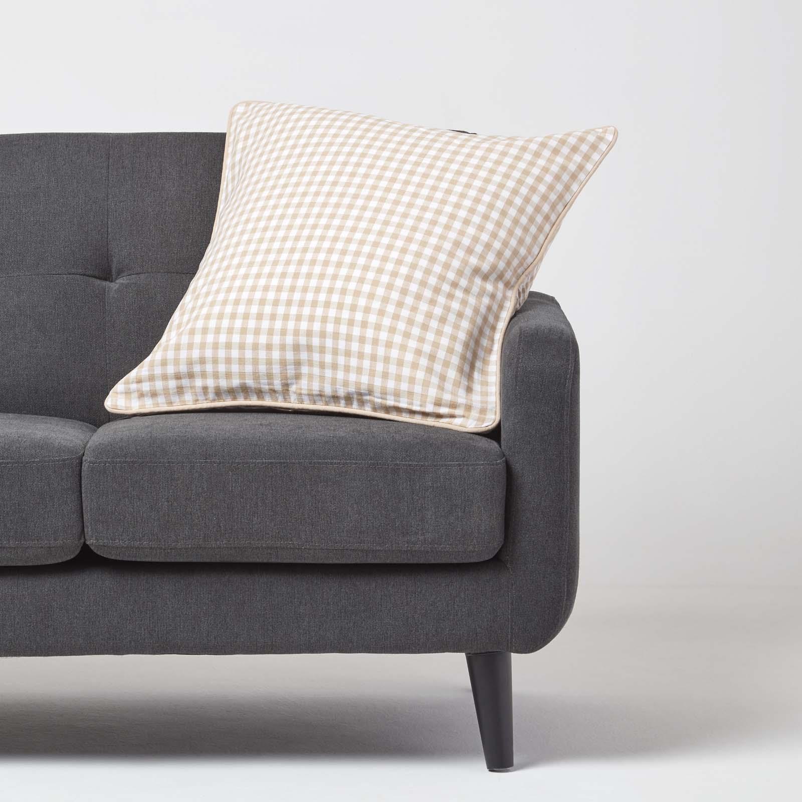 100 Cotton Gingham Check Cushion Cover Square & Rectangular Sofa