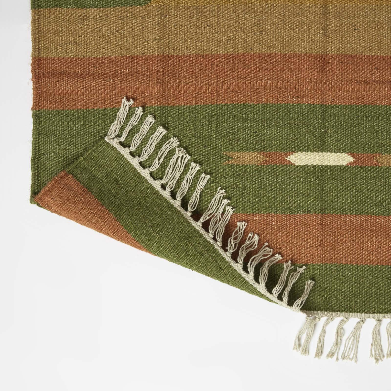 Handwoven Kilim Rug Runner Cotton & Jute in Traditional Pattern with Tassels - Picture 15 of 15
