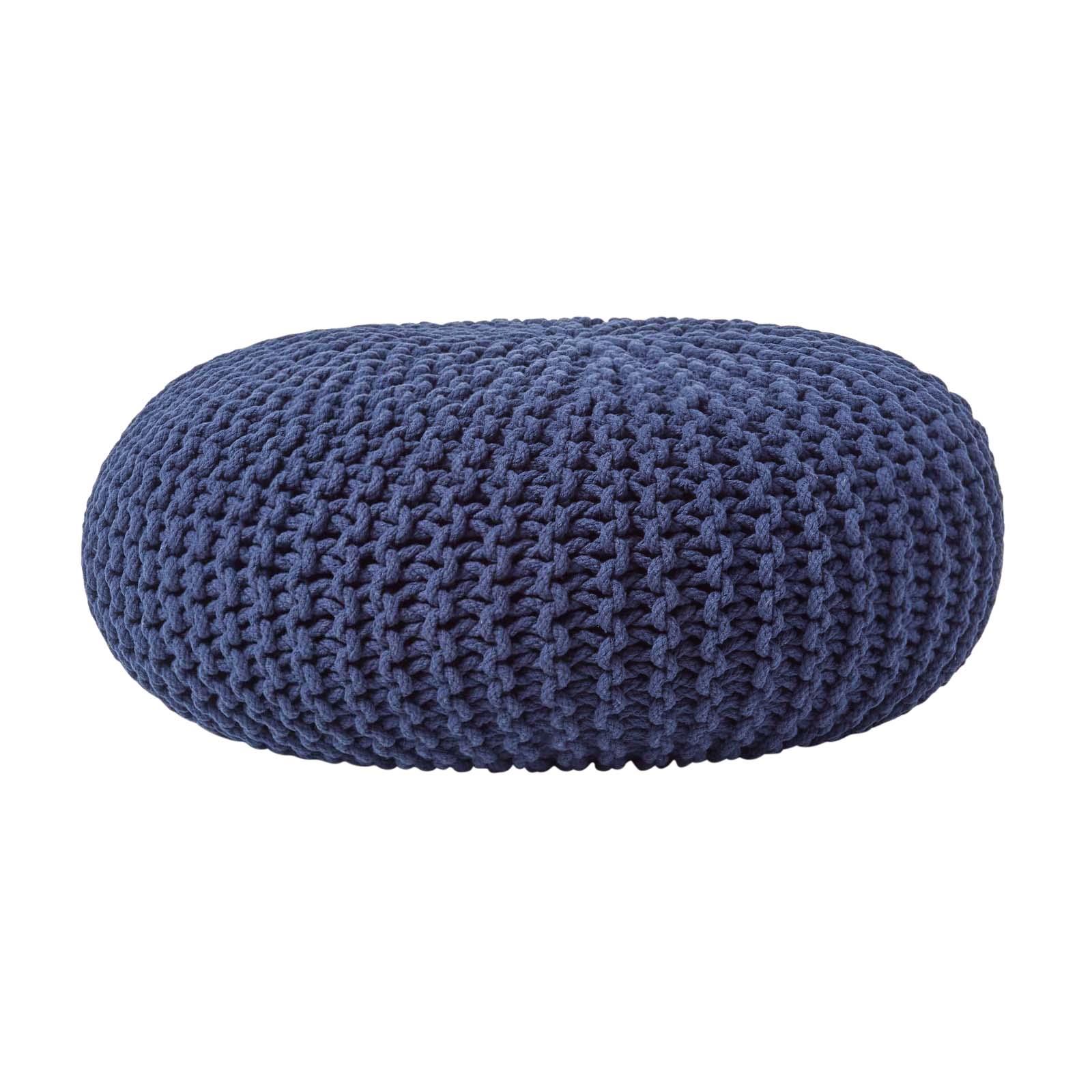 Large Round Cotton Knitted Pouffes Footstools Red, Yellow, Black, Grey, Natural - Picture 61 of 108