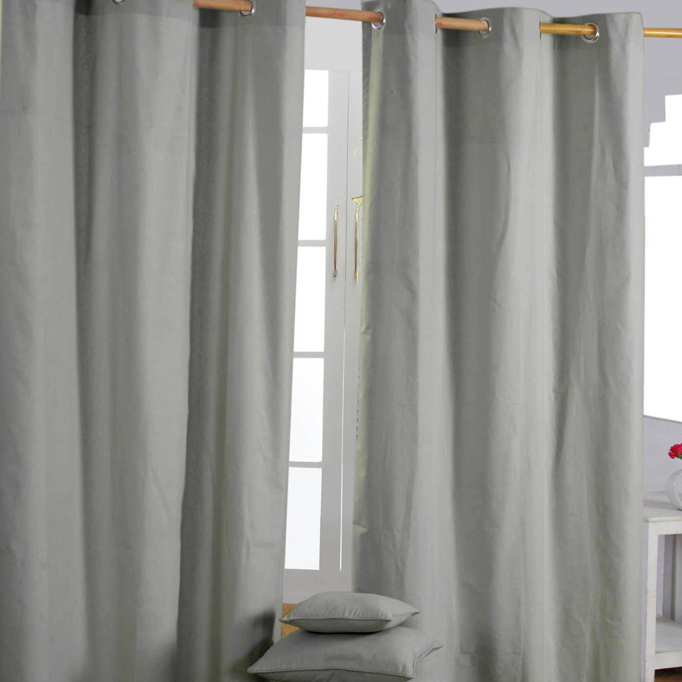 Plain Dyed Heavy Cotton Curtain Eyelet Ready Made Ring Top White, Blue, Grey - Picture 37 of 83