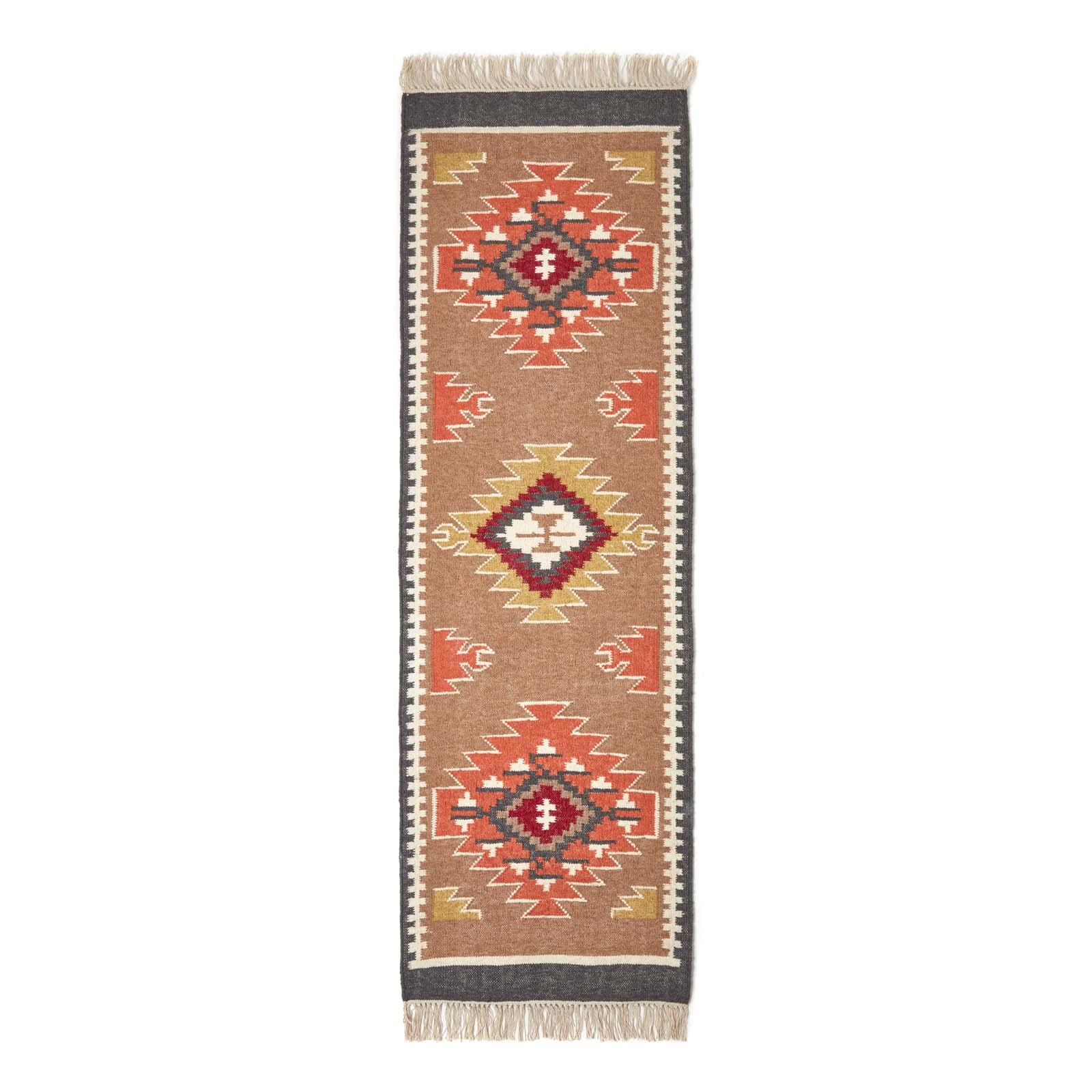 Handmade Cotton & Wool Kilim Rugs Runner Multi Coloured Geometric Diamond Carpet - Picture 40 of 64