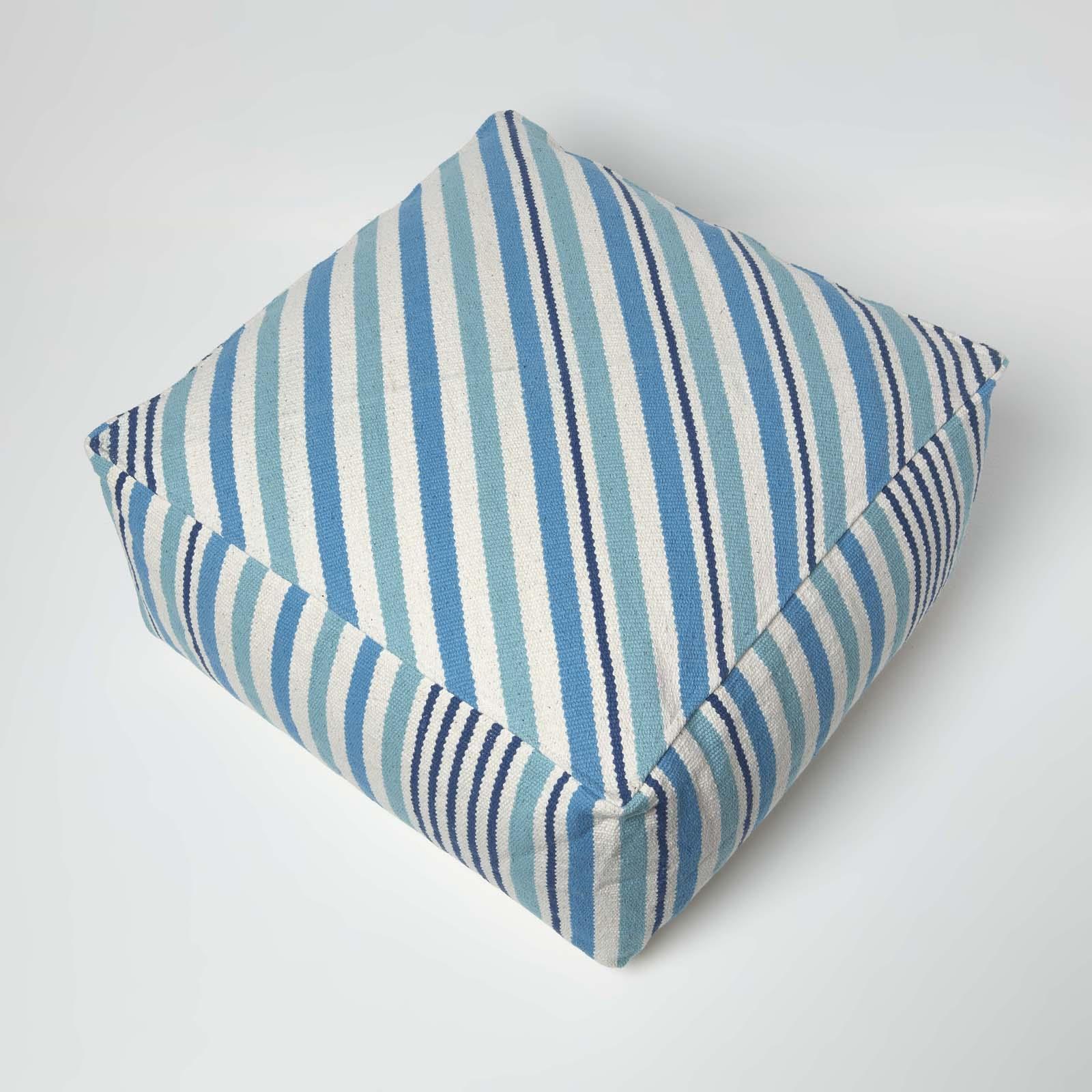 Striped Square Bean Bag Footstools Foot Rest Stool Pouffe Ottoman - Picture 14 of 26