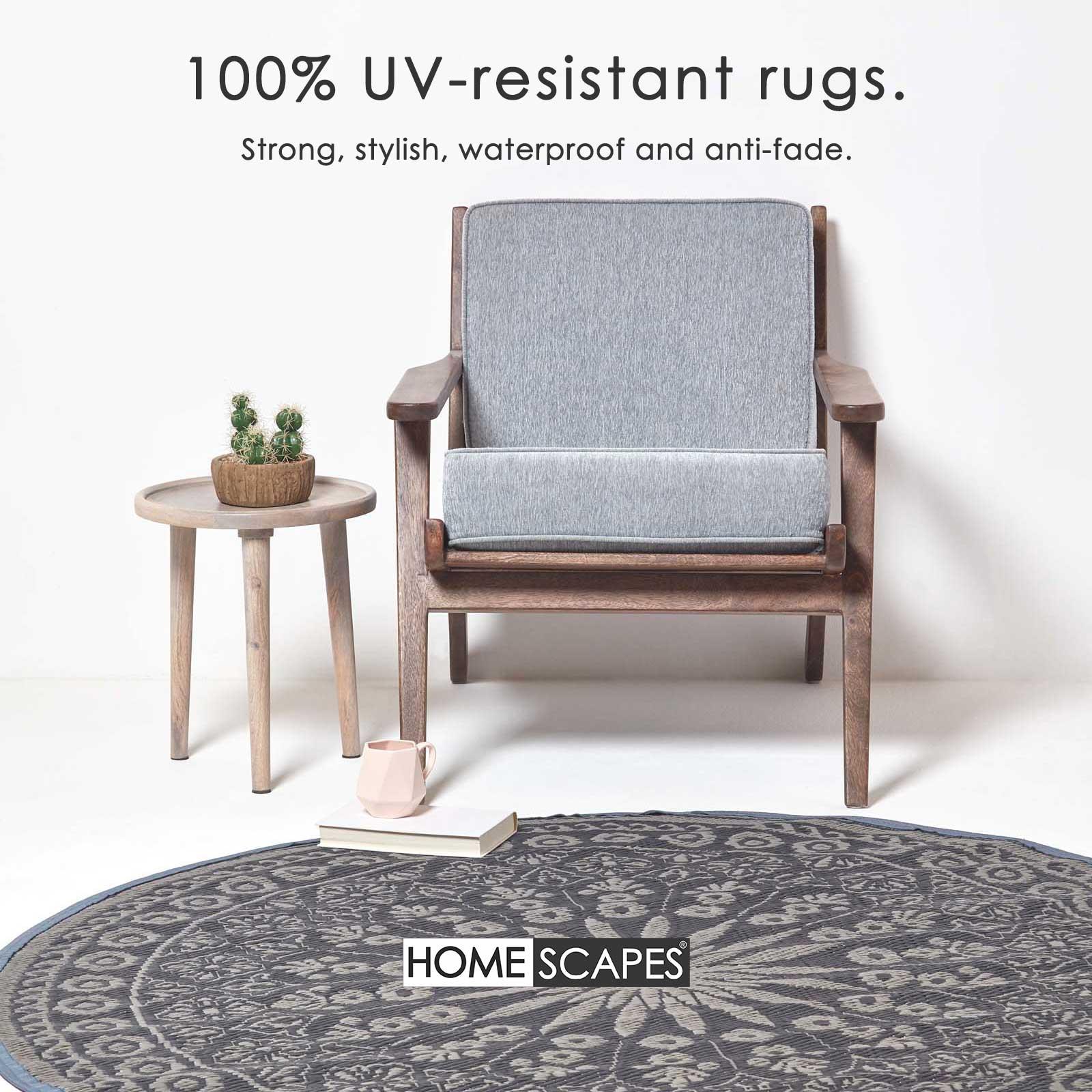 Reversible Indoor/Outdoor Garden Rugs in Motif Mosaic Leaf & Geometric Pattern - Picture 45 of 67