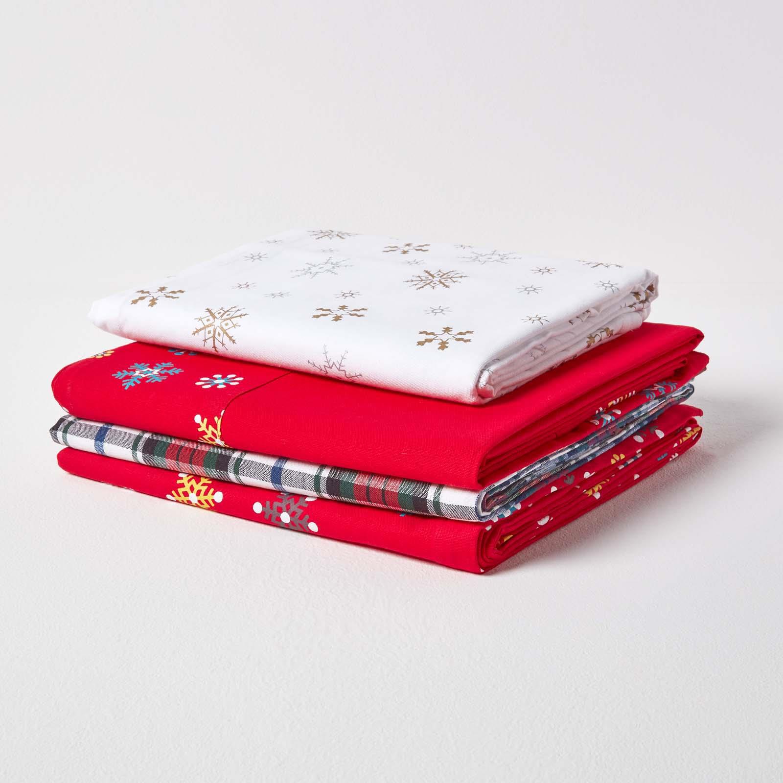 Christmas Cotton Red Snowflake Tablecloth Napkin Placemat Runner Decoration - Picture 30 of 34