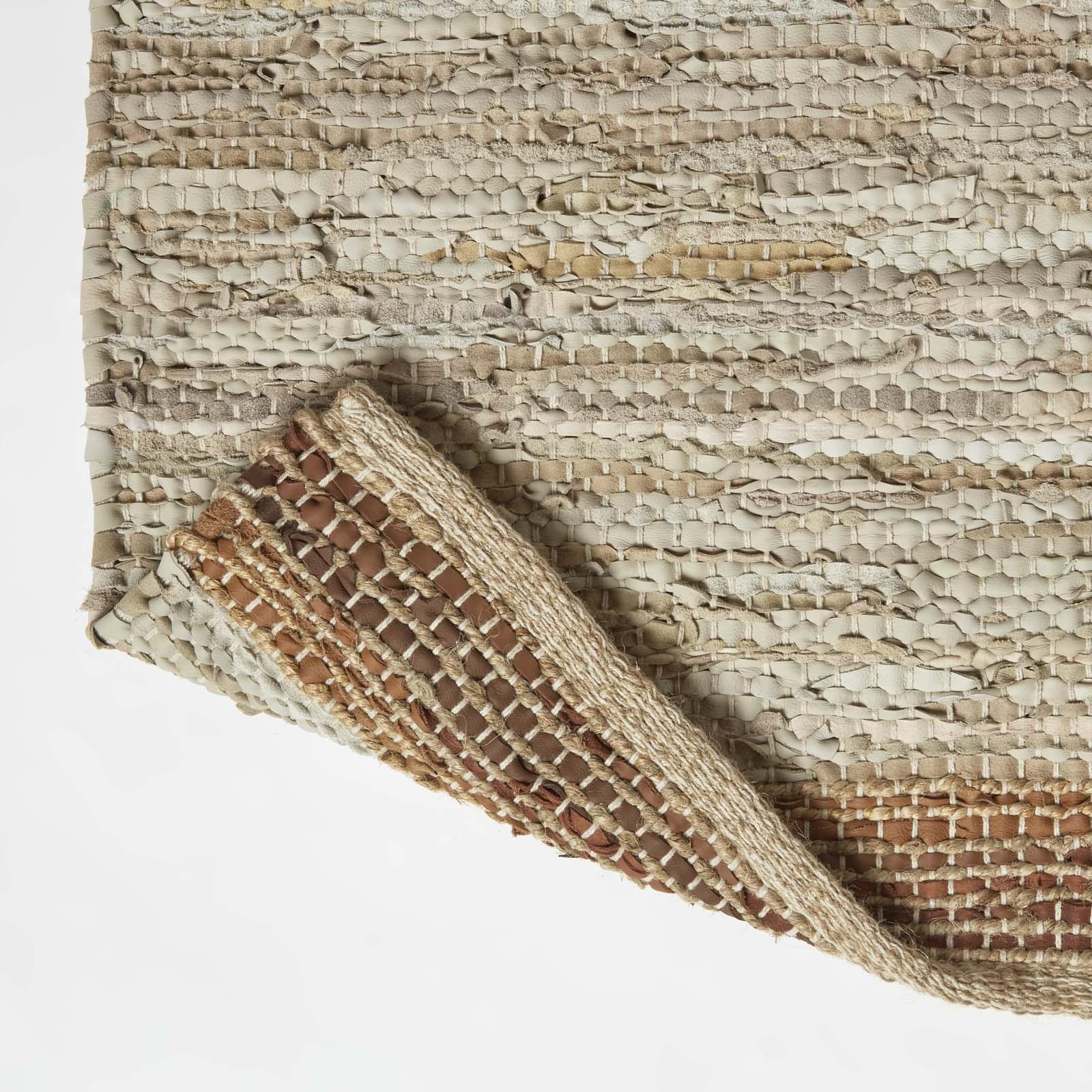 Handmade Stripe Design Recycled Eco Friendly Real Leather Rug and Runner - Picture 9 of 17