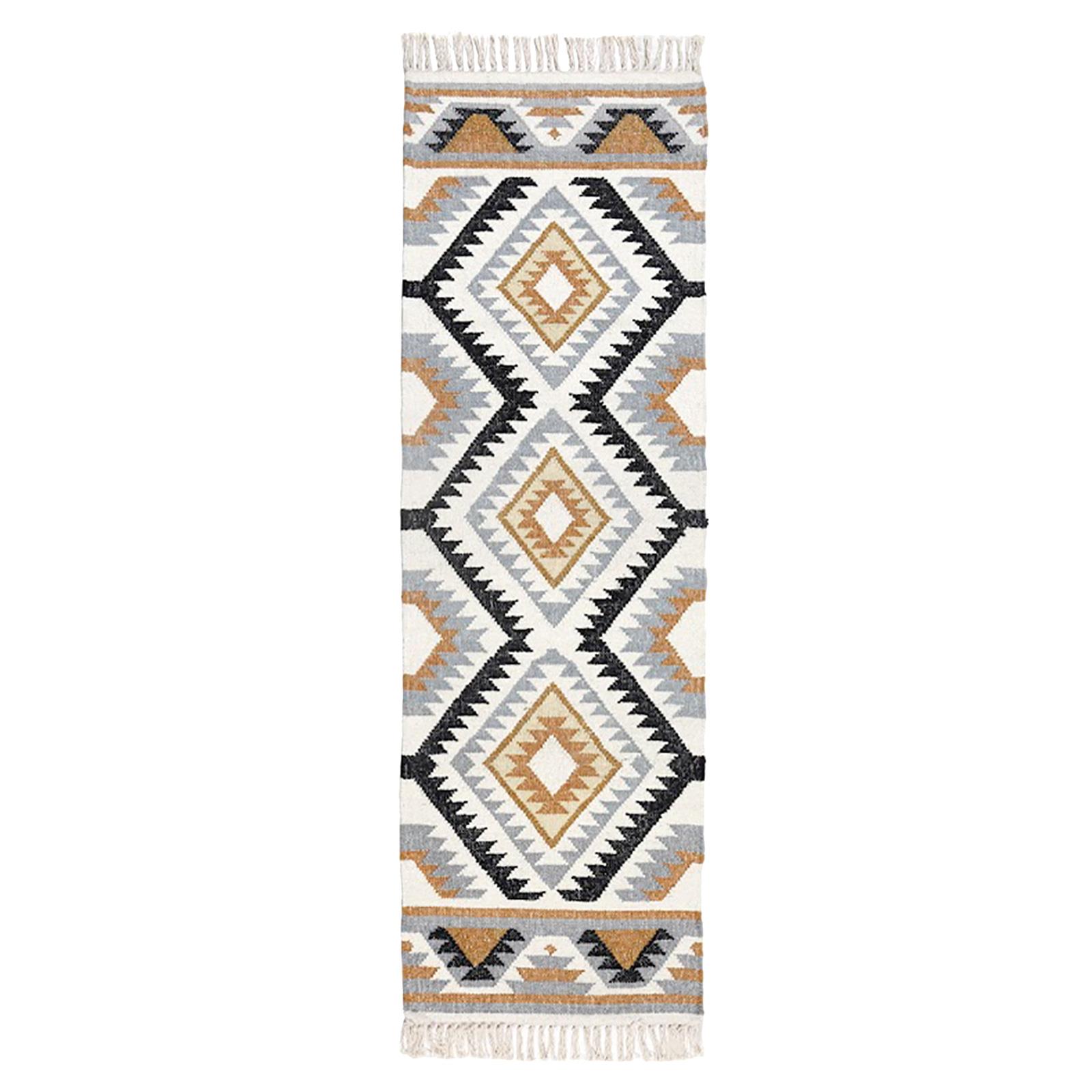 Handmade Cotton & Wool Kilim Rugs Runner Multi Coloured Geometric Diamond Carpet - Picture 5 of 64