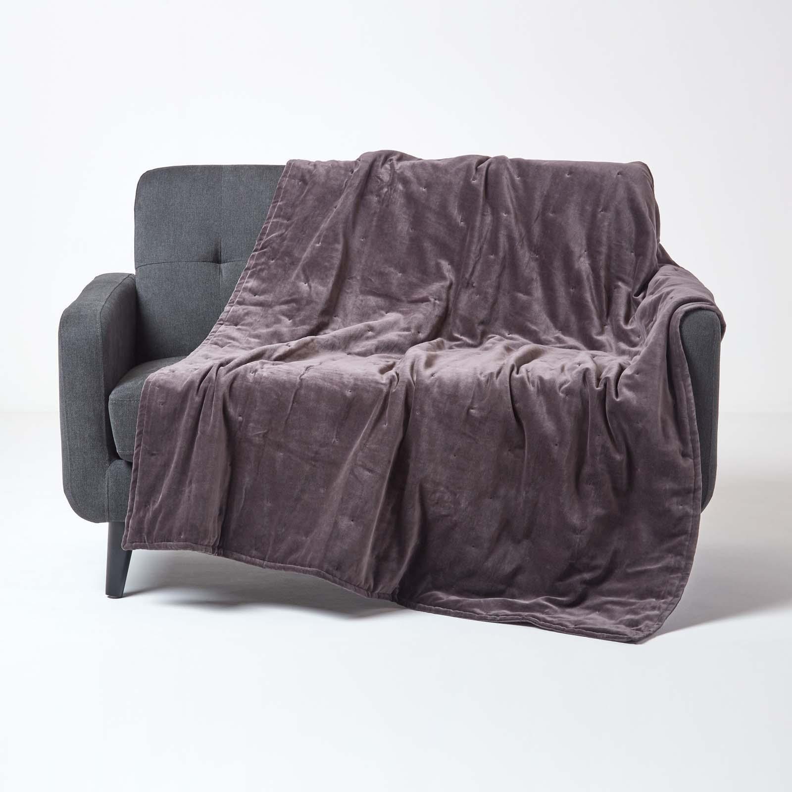 Luxurious Super Soft Cotton Velvet Woven Washable Quilted Sofa or Bed Throw - Picture 16 of 57
