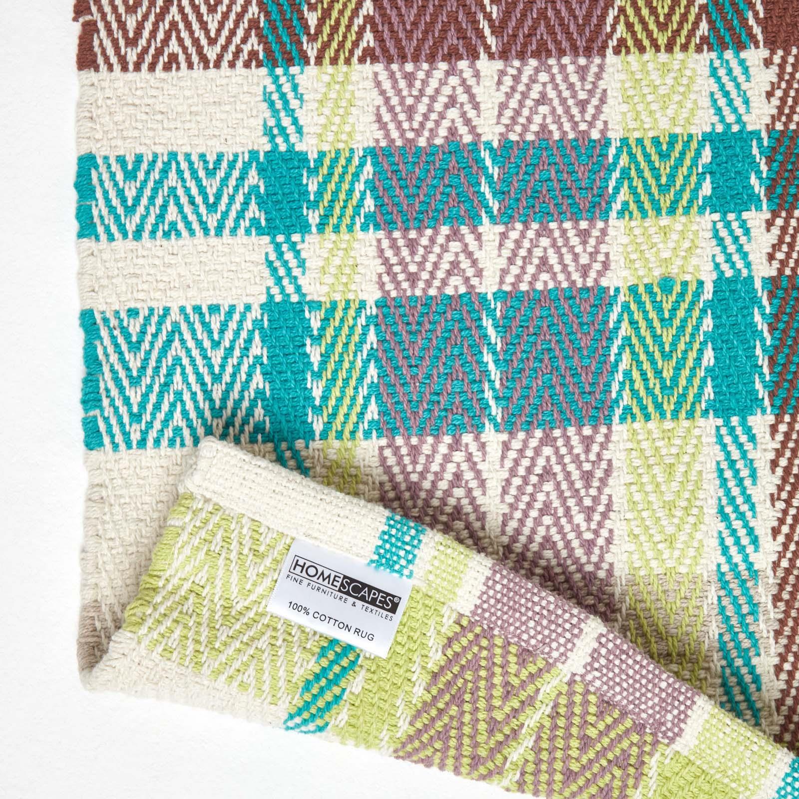 Handwoven Geometric & Checked Pattern Contemorary Style Cotton Hallway Runner - Picture 36 of 36