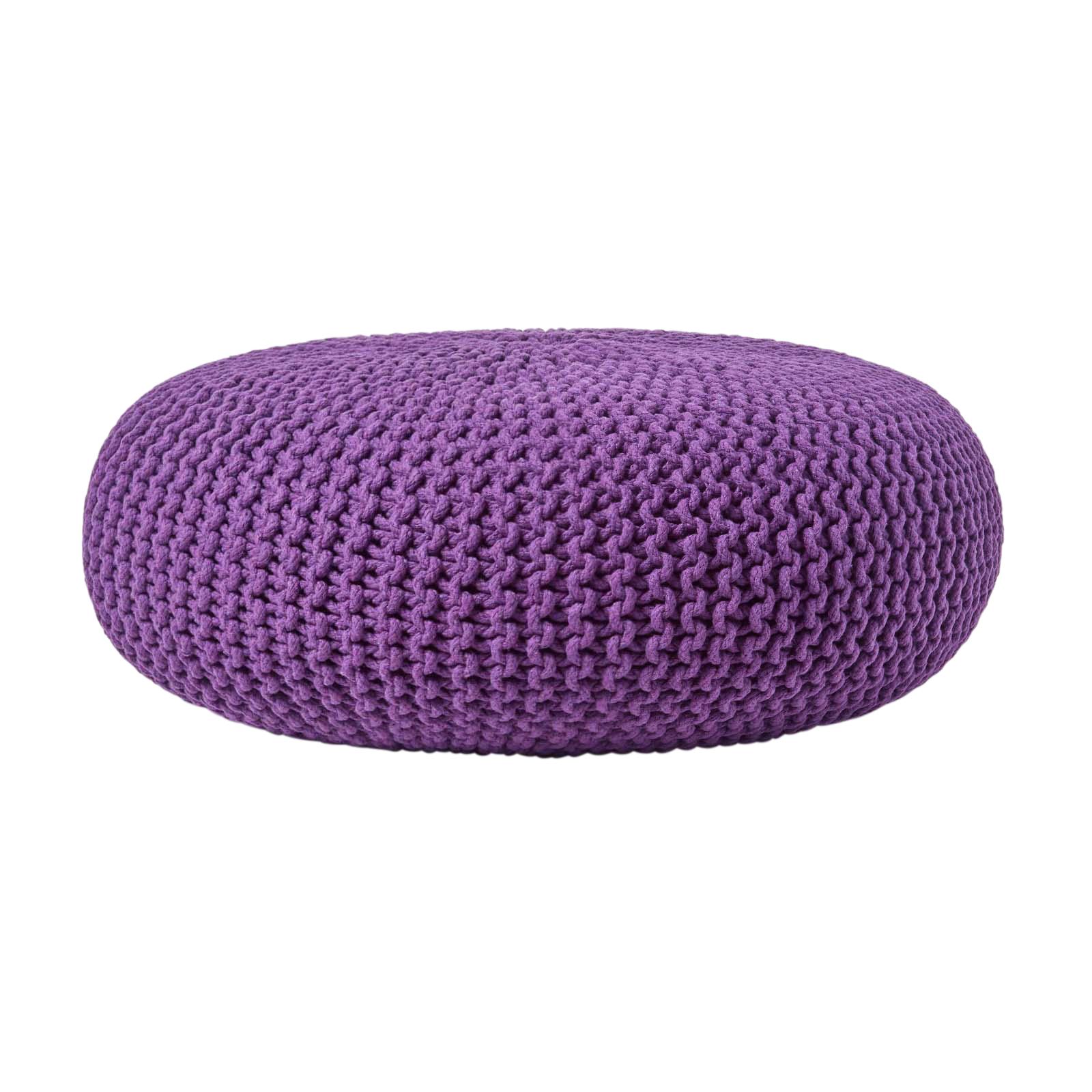 Large Round Cotton Knitted Pouffes Footstools Red, Yellow, Black, Grey, Natural - Picture 20 of 108