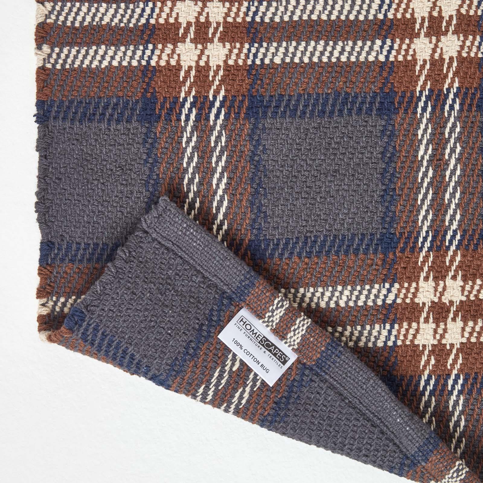 Handwoven Geometric & Checked Pattern Contemorary Style Cotton Hallway Runner - Picture 6 of 36