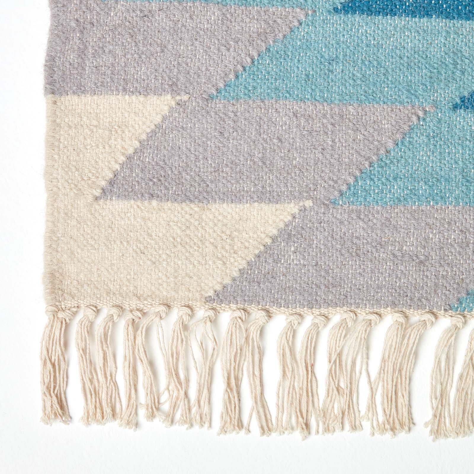 Handmade Cotton & Wool Kilim Rugs Runner Multi Coloured Geometric Diamond Carpet - Picture 34 of 64