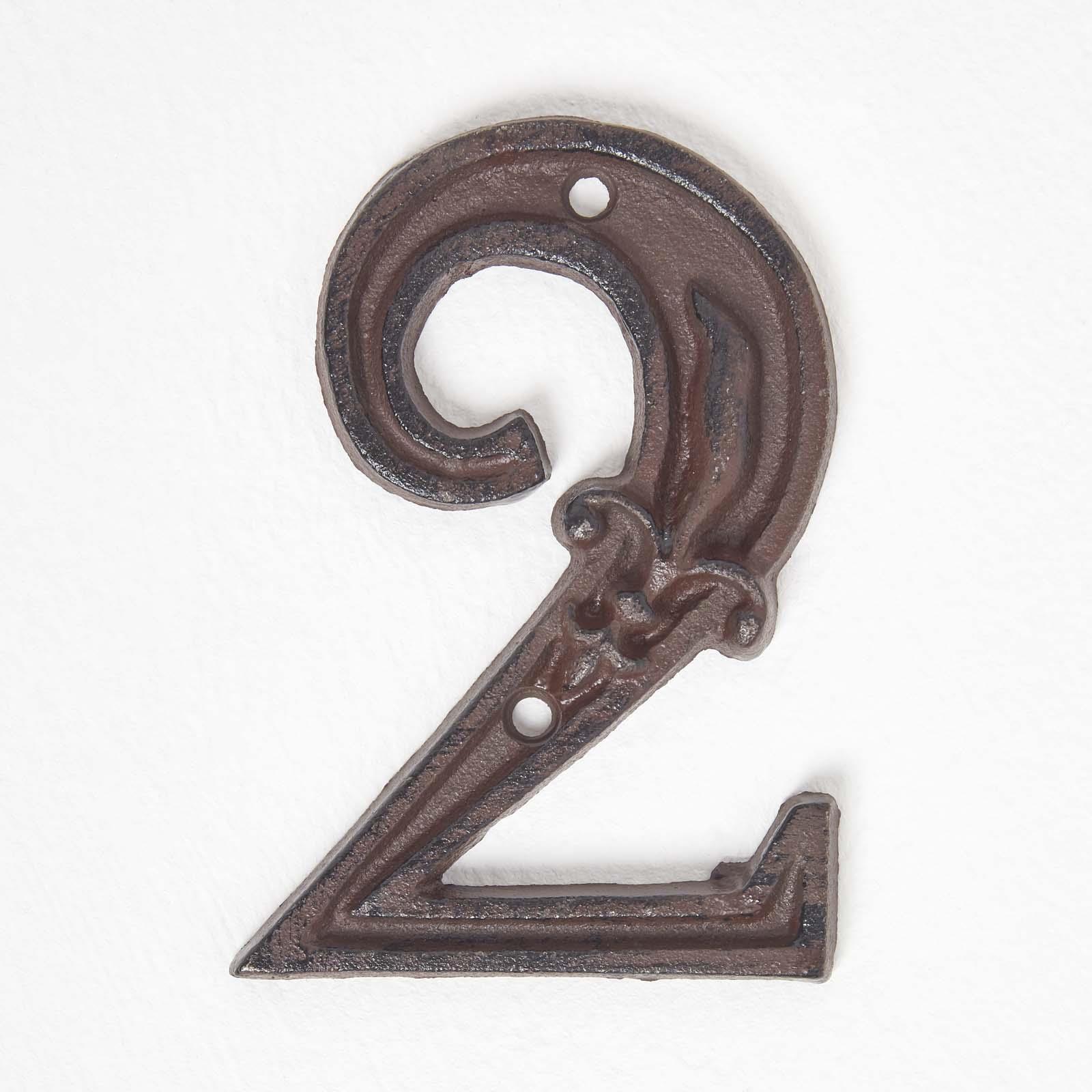Brown Antique Cast Iron Door Number Sign Address 0-9 Traditional Design - Picture 10 of 41