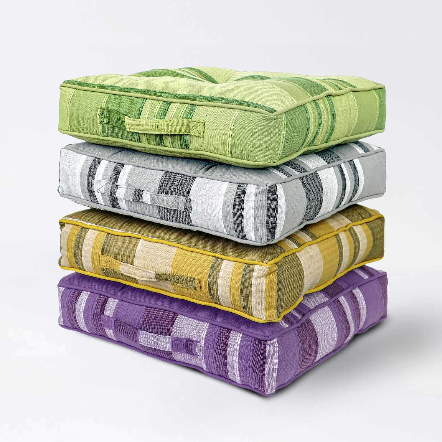 Morocco Striped Floor Cushion Outdoor Garden Dining Booster Seat Pads Square - Picture 19 of 49